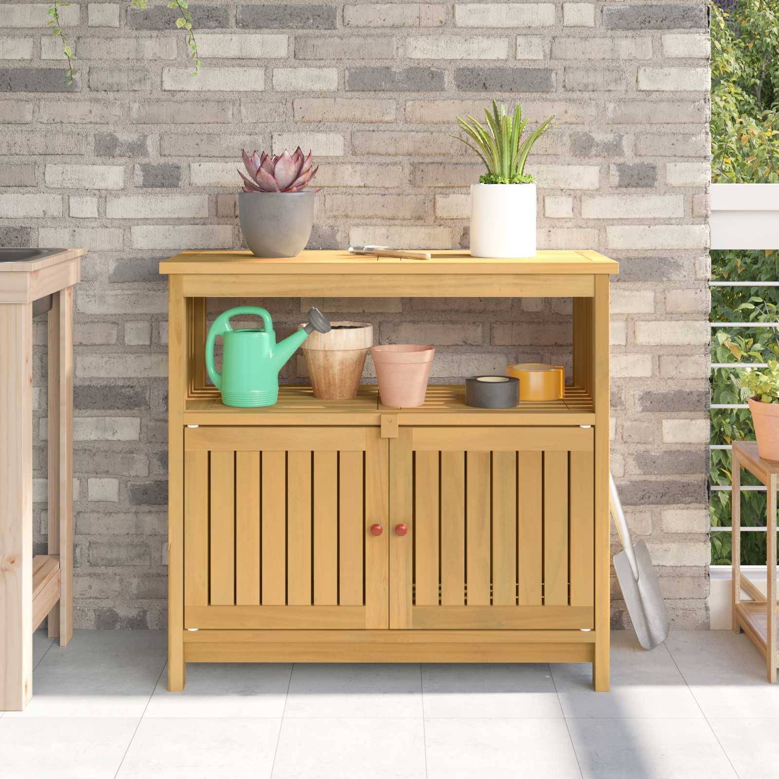 vidaXL Gartenkonsole Tisch Helles Akazienholz 80 x 35 x 75 cm