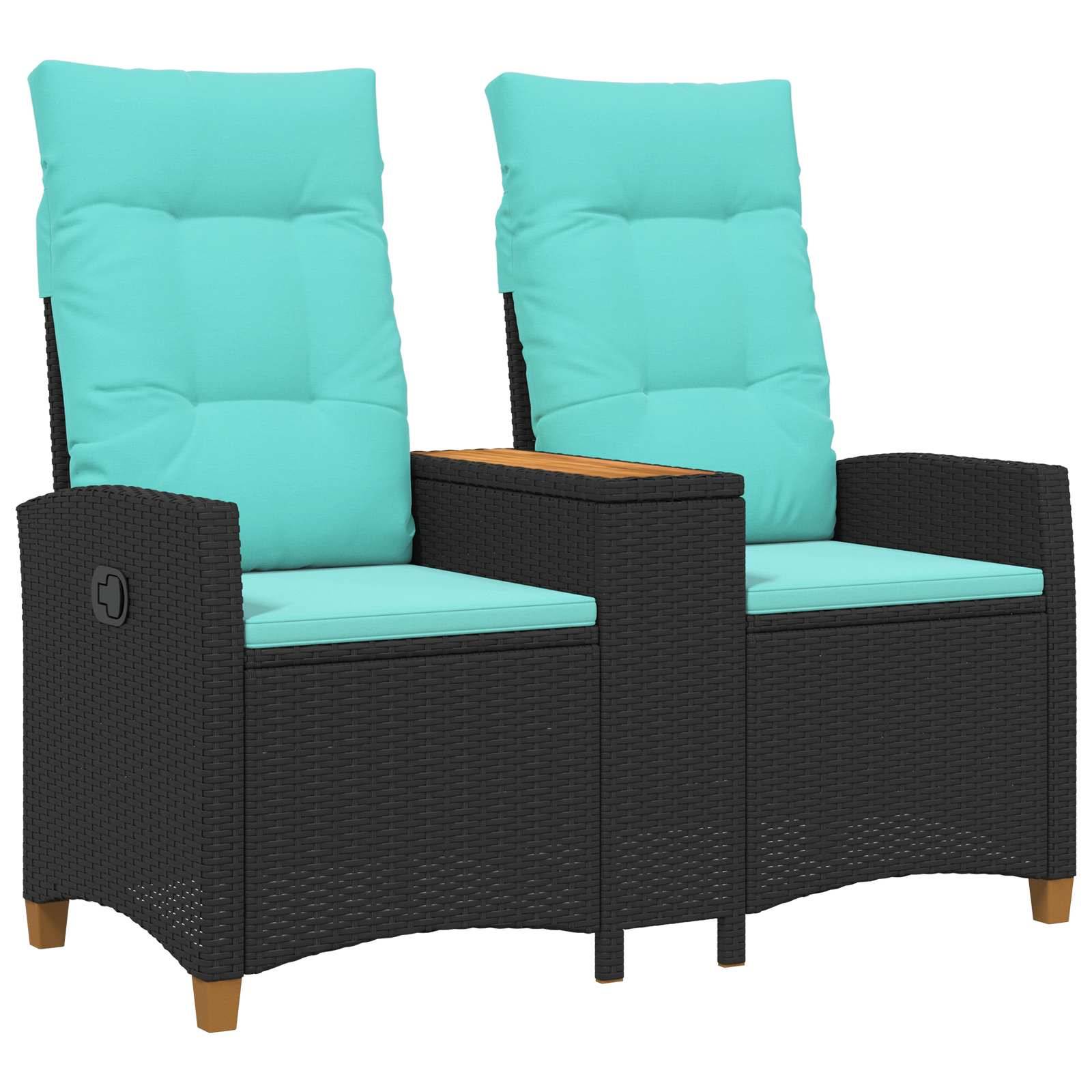 vidaXL Liegebank mit Tisch Schwarz und Türkis 126 x 65 x 112 cm