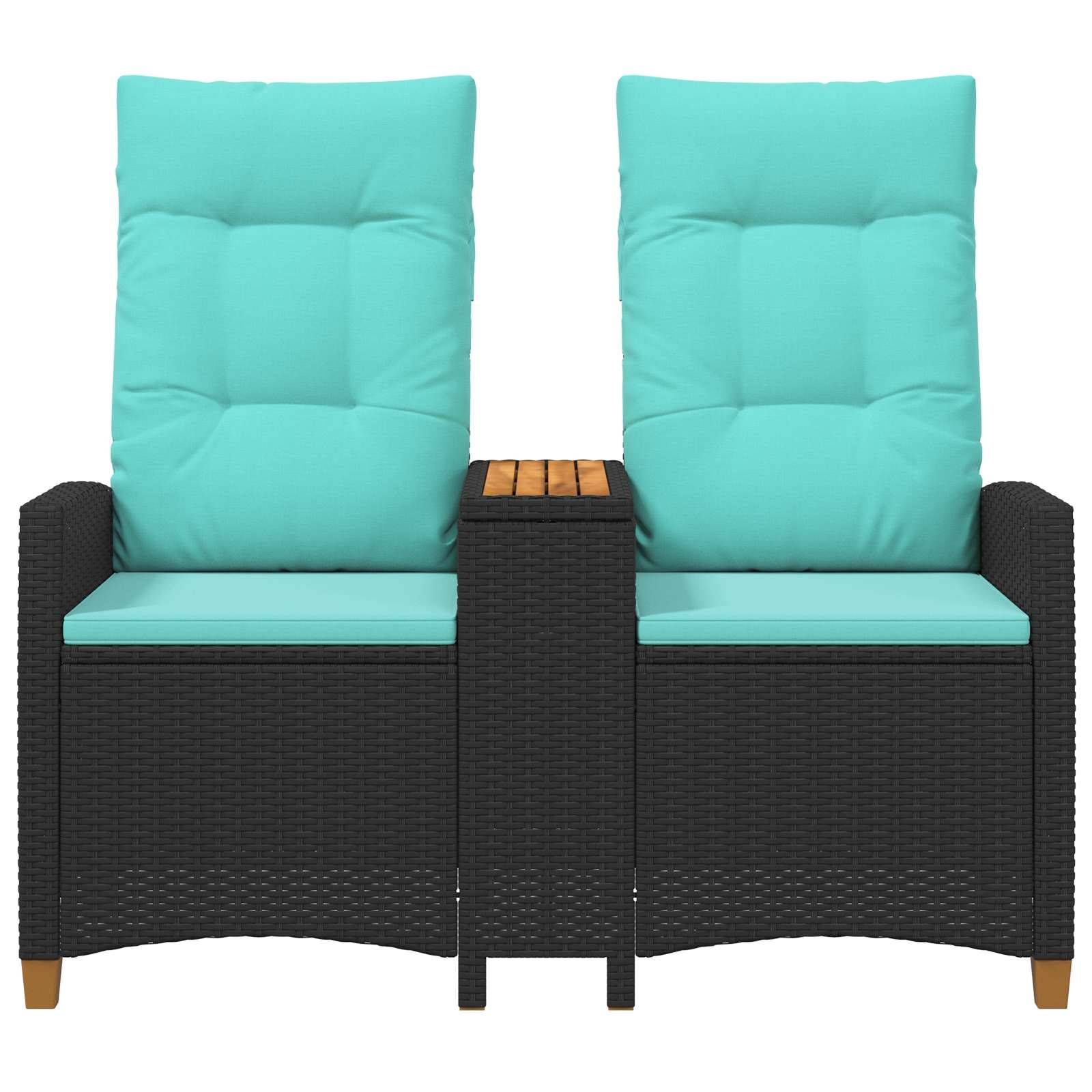vidaXL Liegebank mit Tisch Schwarz und Türkis 126 x 65 x 112 cm