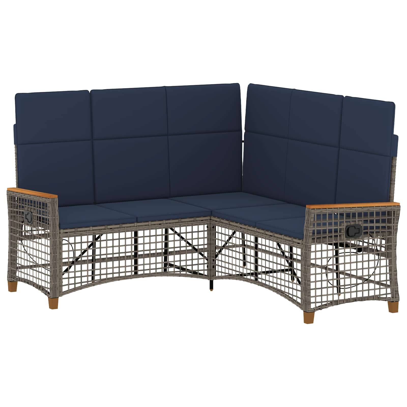 vidaXL Garten Liegesofa Set Grau und Marineblau 164 x 164 x 112 cm