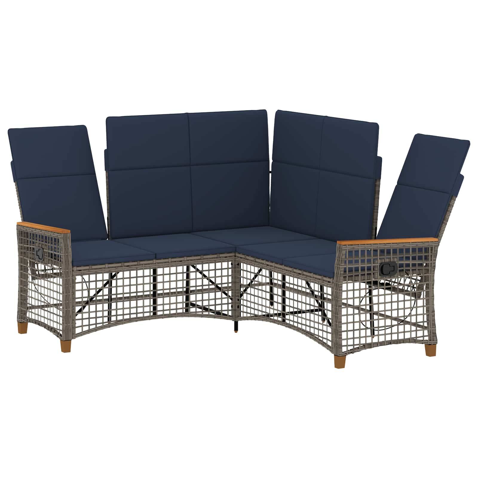 vidaXL Garten Liegesofa Set Grau und Marineblau 164 x 164 x 112 cm
