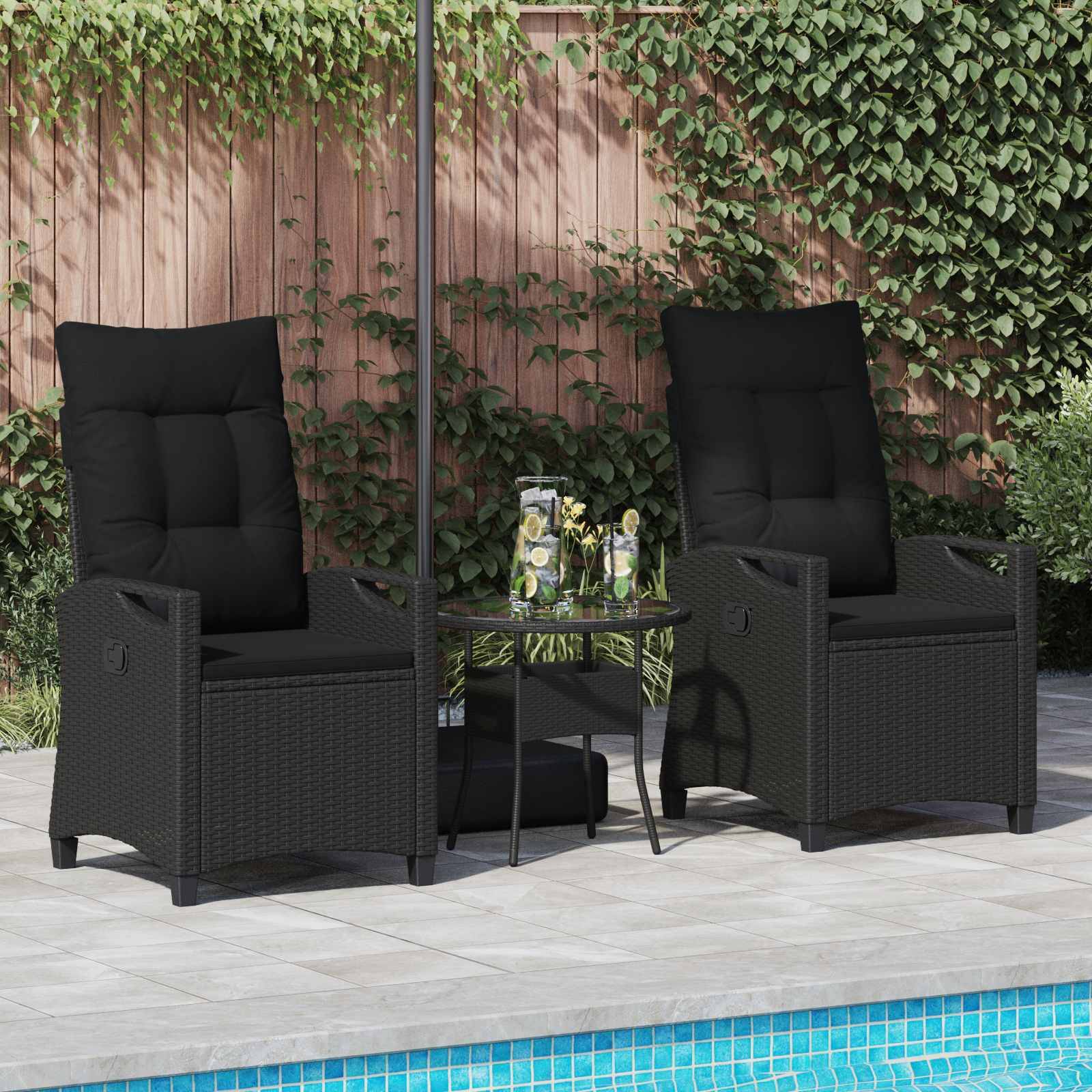 vidaXL Gartenstuhl 2 pcs Schwarz 56 x 64 x 94 cm Stahl und Polyester