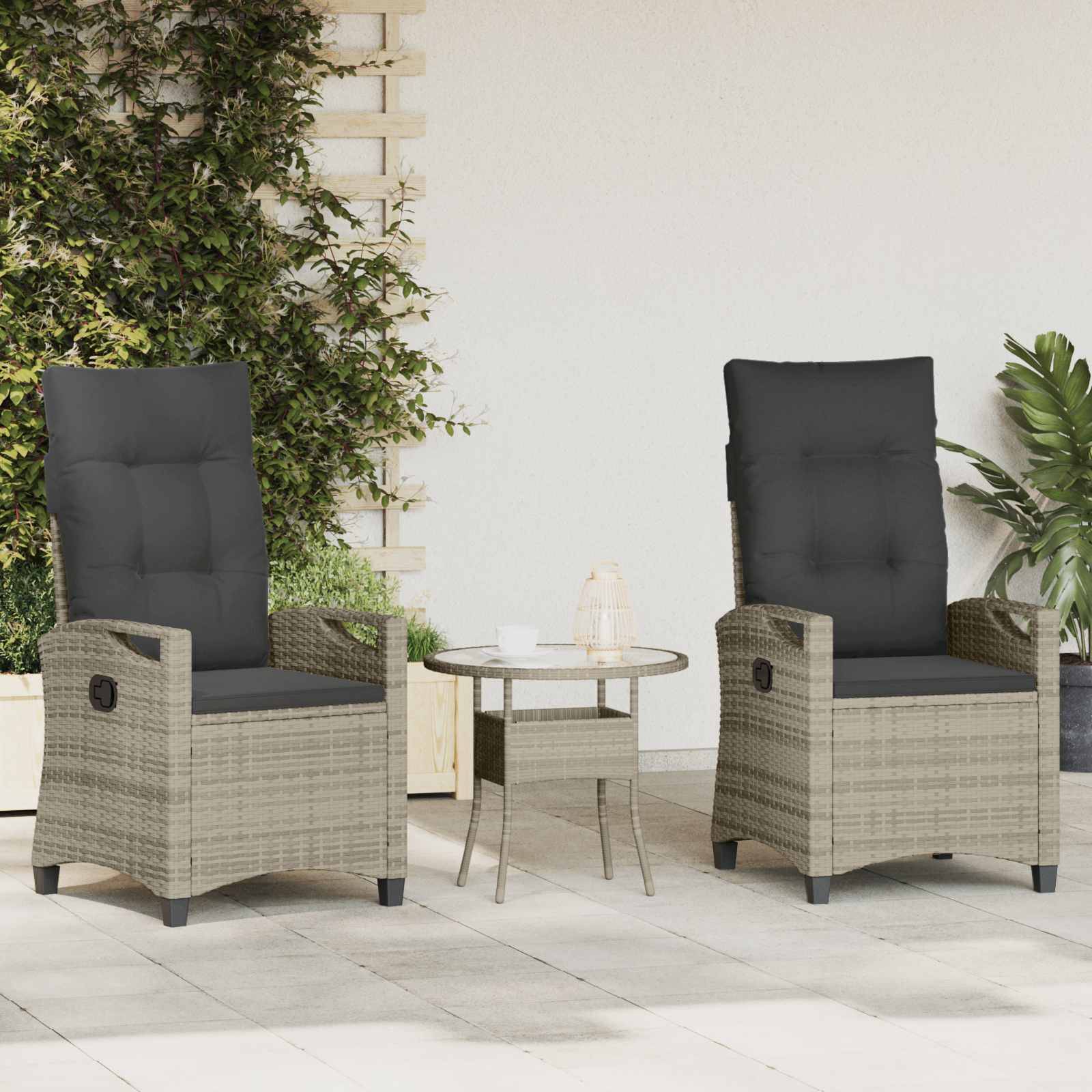 vidaXL Gartenstuhl 2 pcs Hellgrau und Dunkelgrau 56 x 60 x 112 cm
