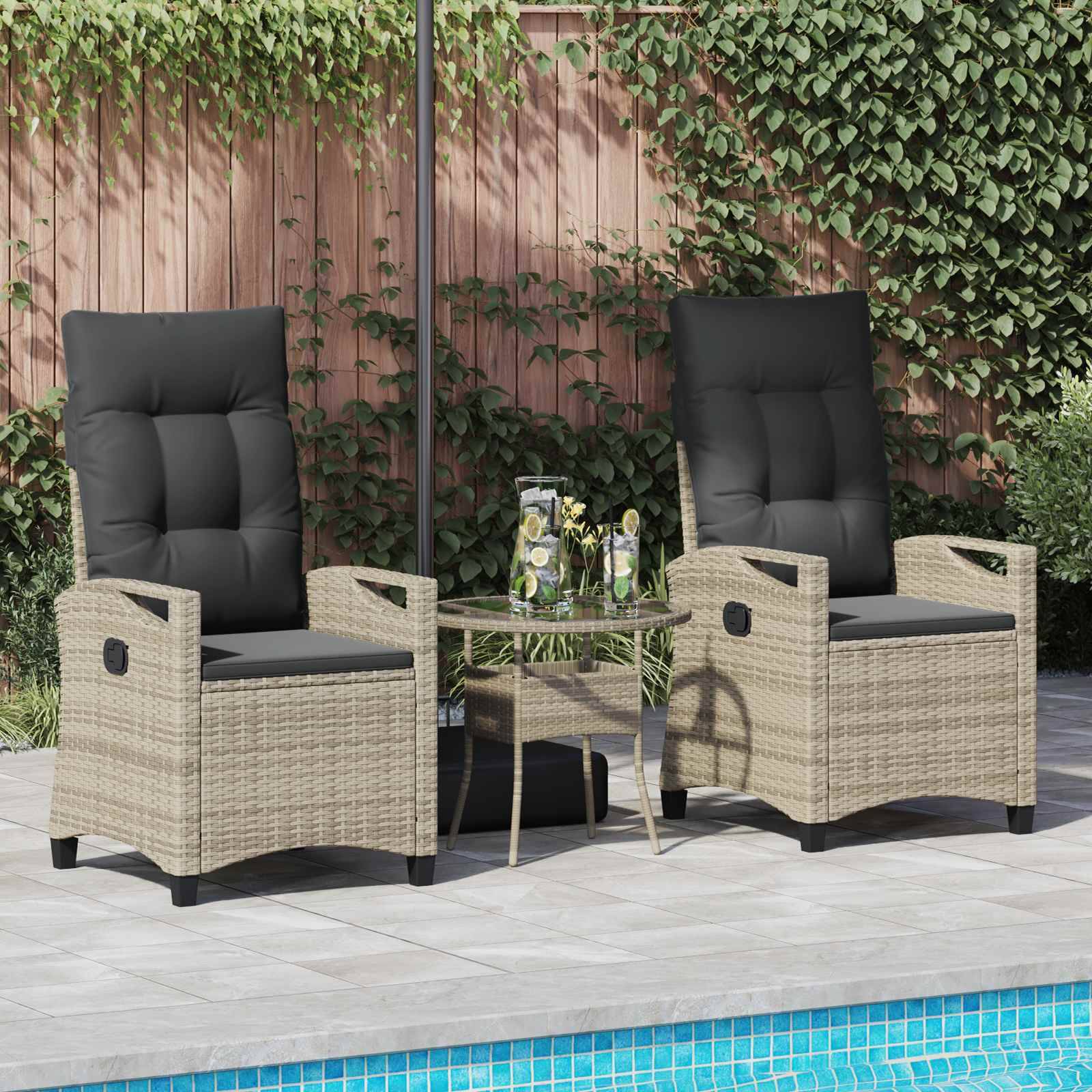 vidaXL Gartenstuhl 2 pcs Hellgrau und Dunkelgrau 56 x 60 x 112 cm