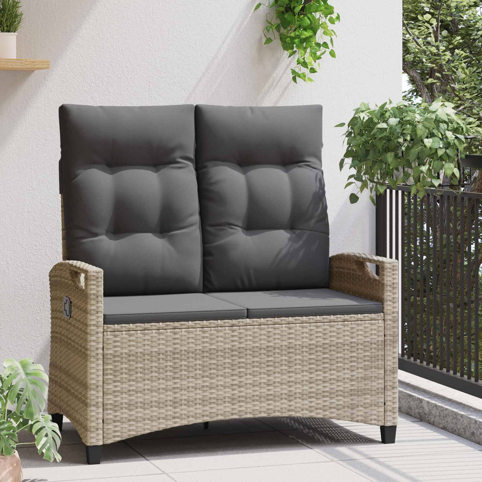 vidaXL Gartenbank mit Kissen 105 x 60 x 112 cm Stahl