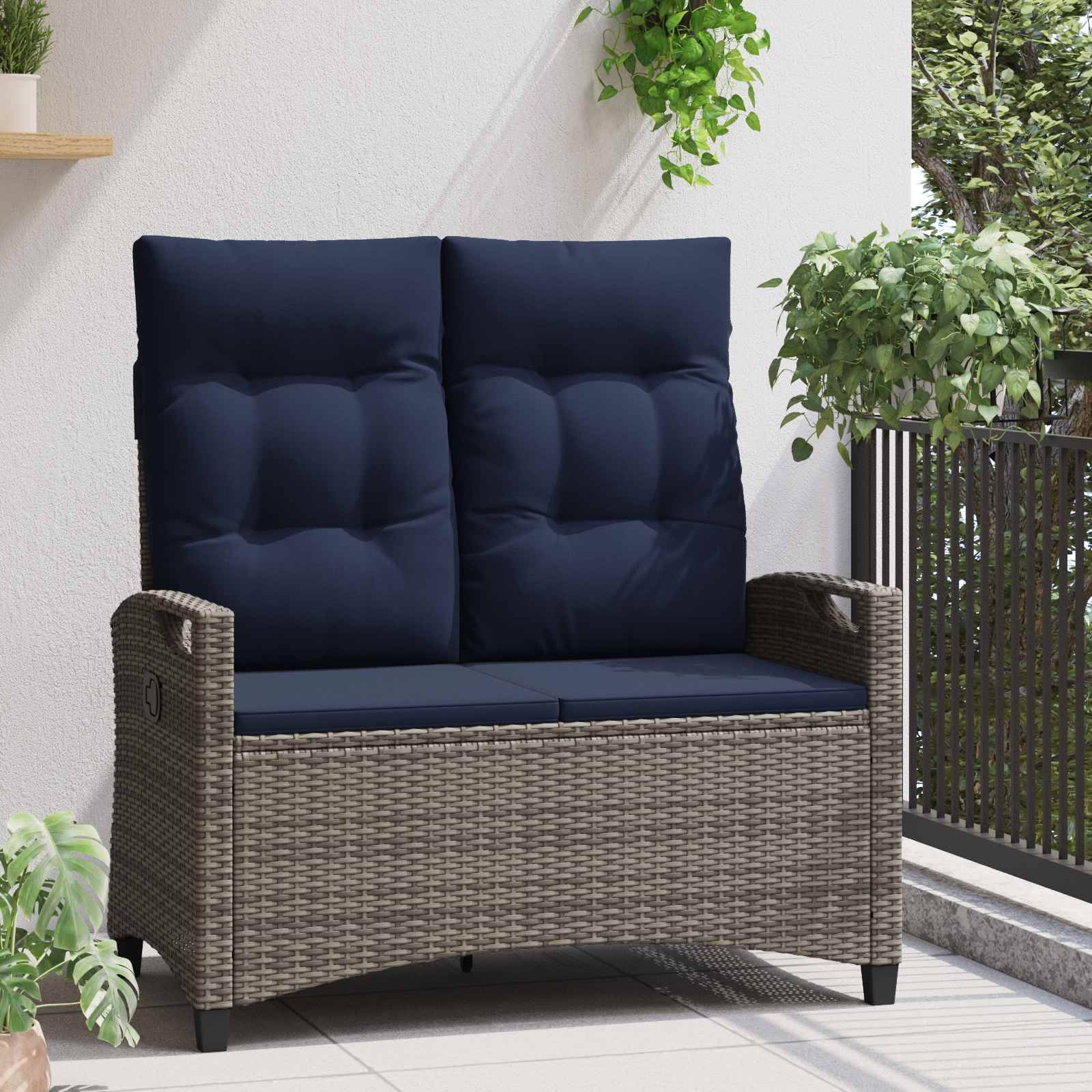 vidaXL Gartenbank mit Kissen 105 x 60 x 112 cm Stahl
