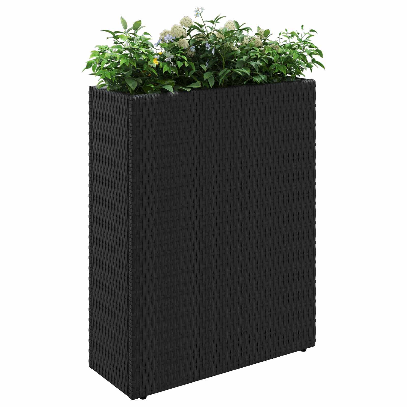 vidaXL Hoher Pflanzkübel Schwarz 55 x 22 x 70 cm Poly-Rattan