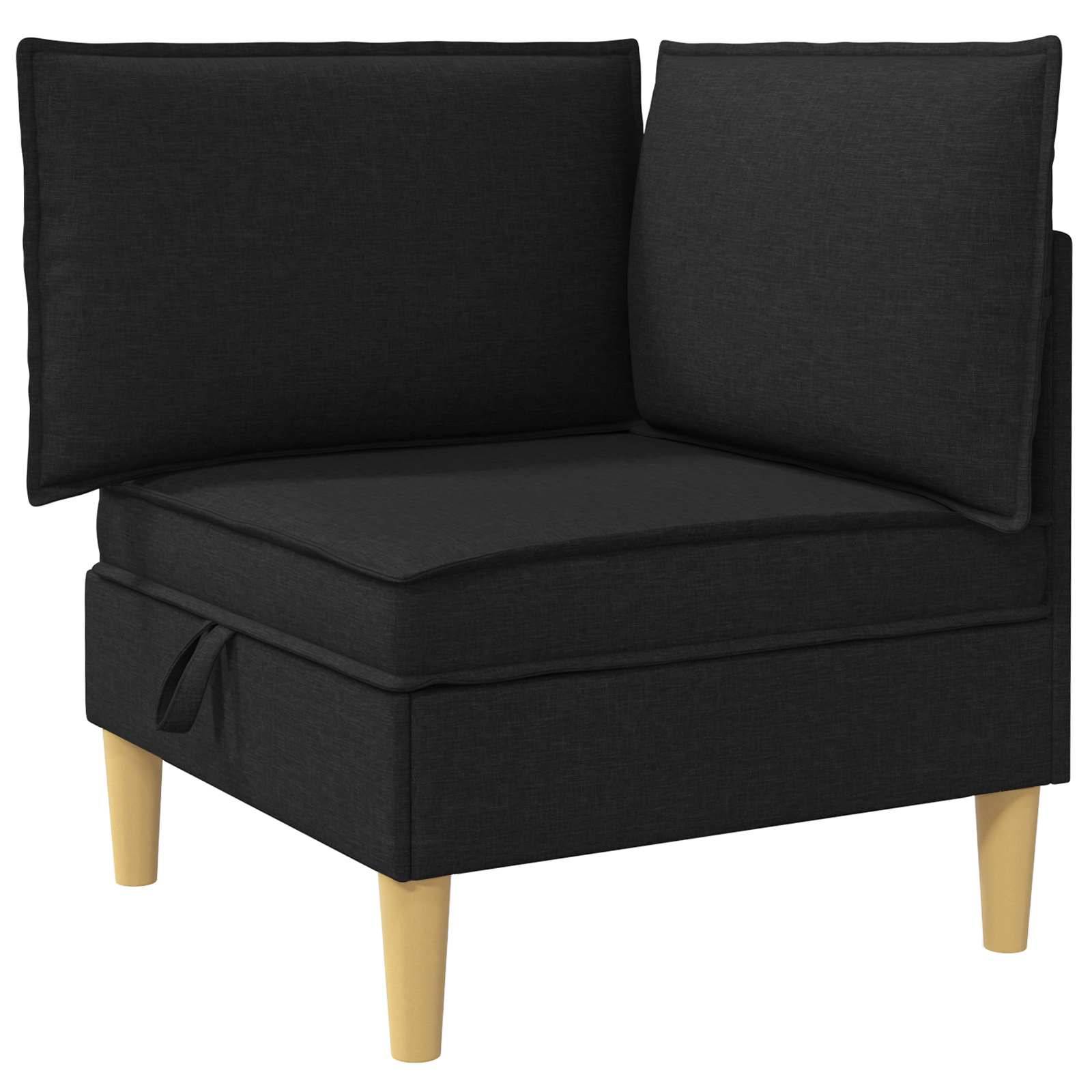 vidaXL Wohnzimmergarnitur mit Kissen mit Speicher 5 pcs Schwarz Stoff