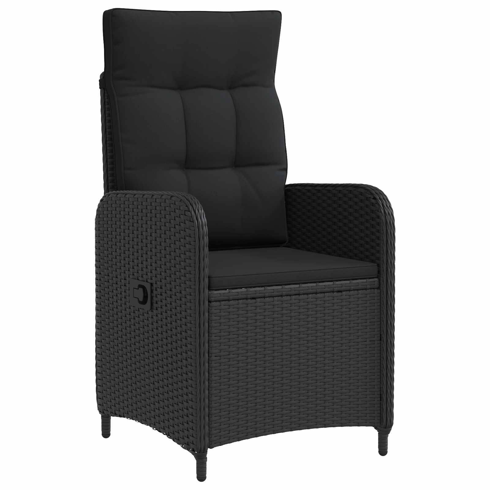 vidaXL Verstellbarer Gartenstuhl Schwarz 57 x 63 x 94 cm Poly-Rattan