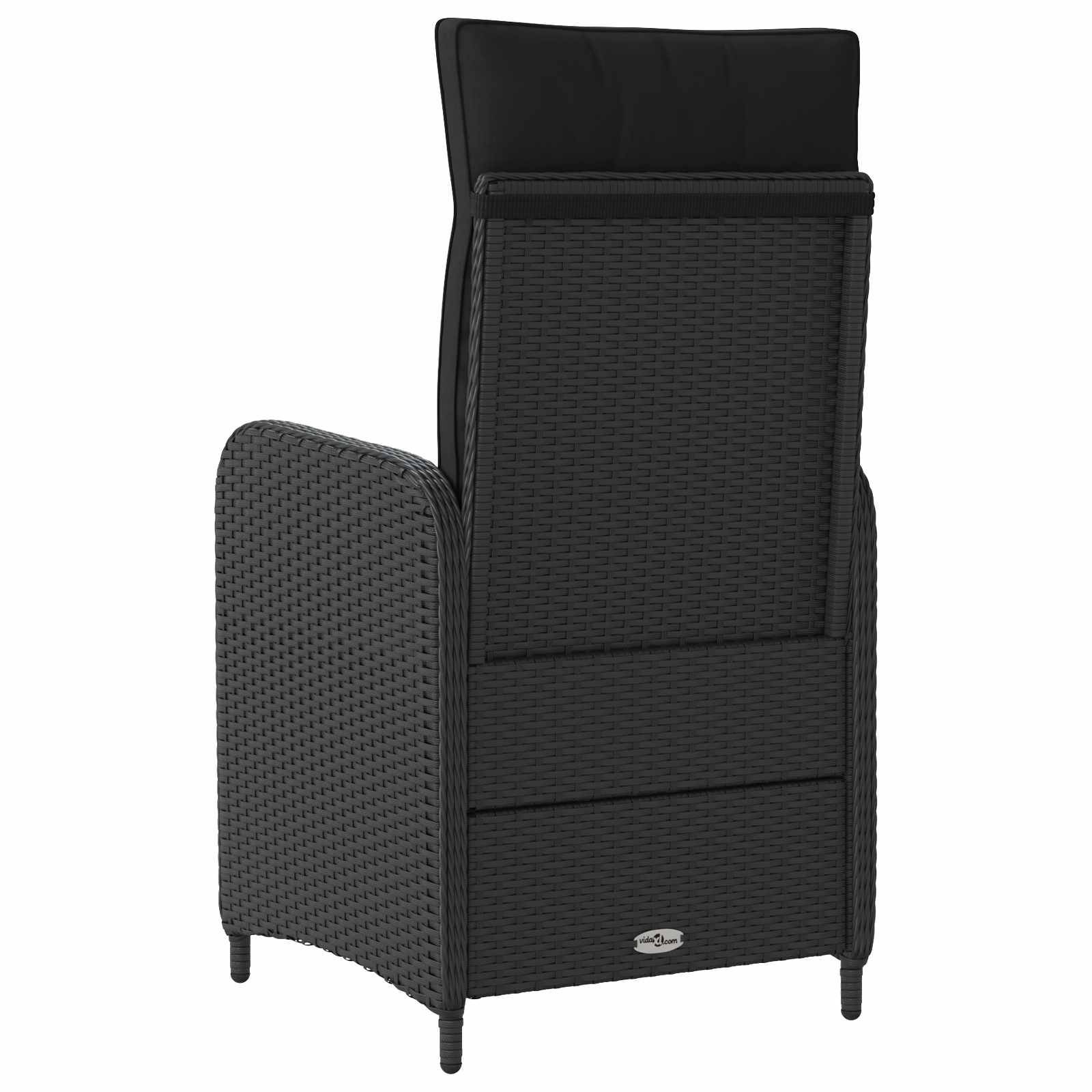 vidaXL Verstellbarer Gartenstuhl Schwarz 57 x 63 x 94 cm Poly-Rattan