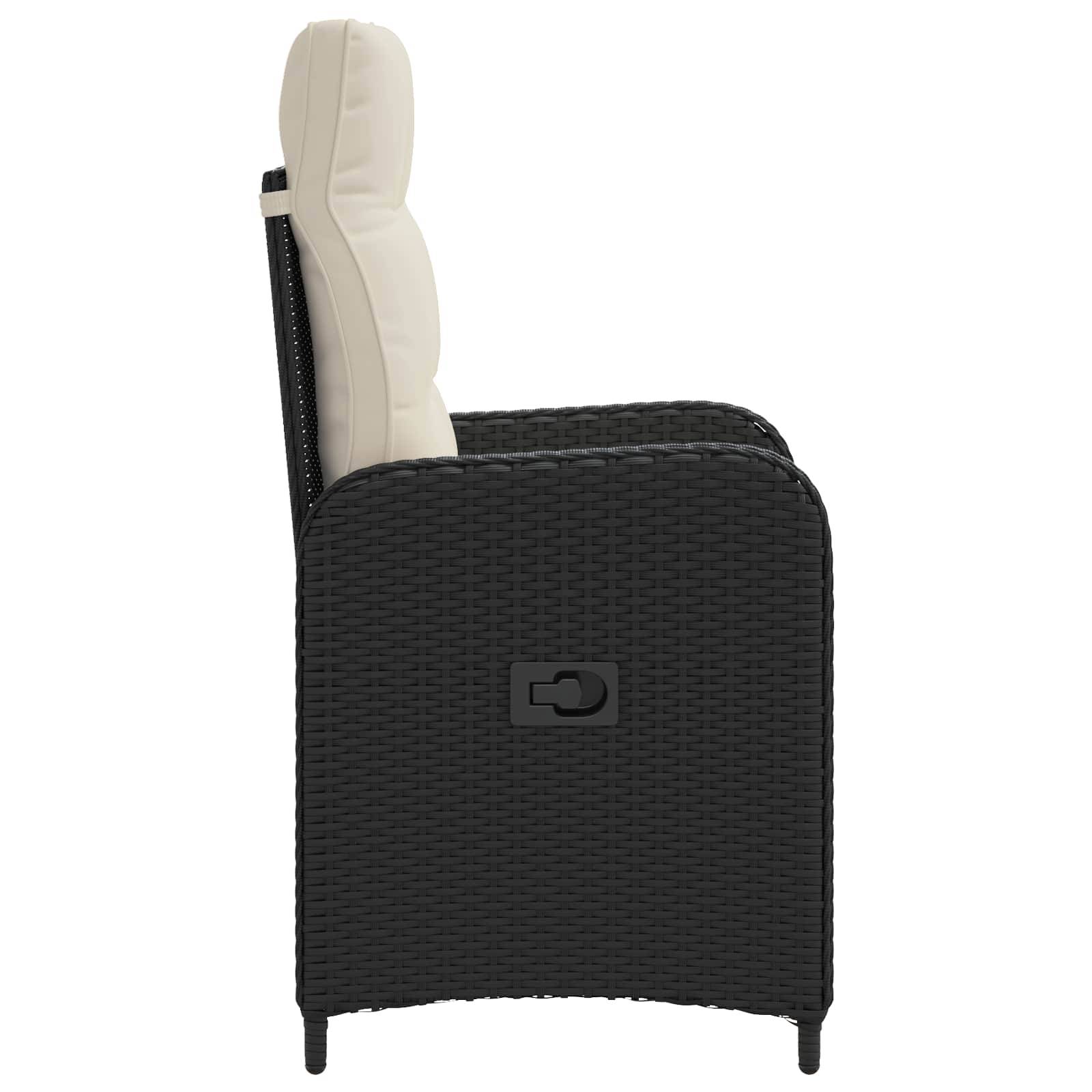 vidaXL Verstellbarer Gartenstuhl Schwarz und Cremeweiß 57 x 63 x 94 cm