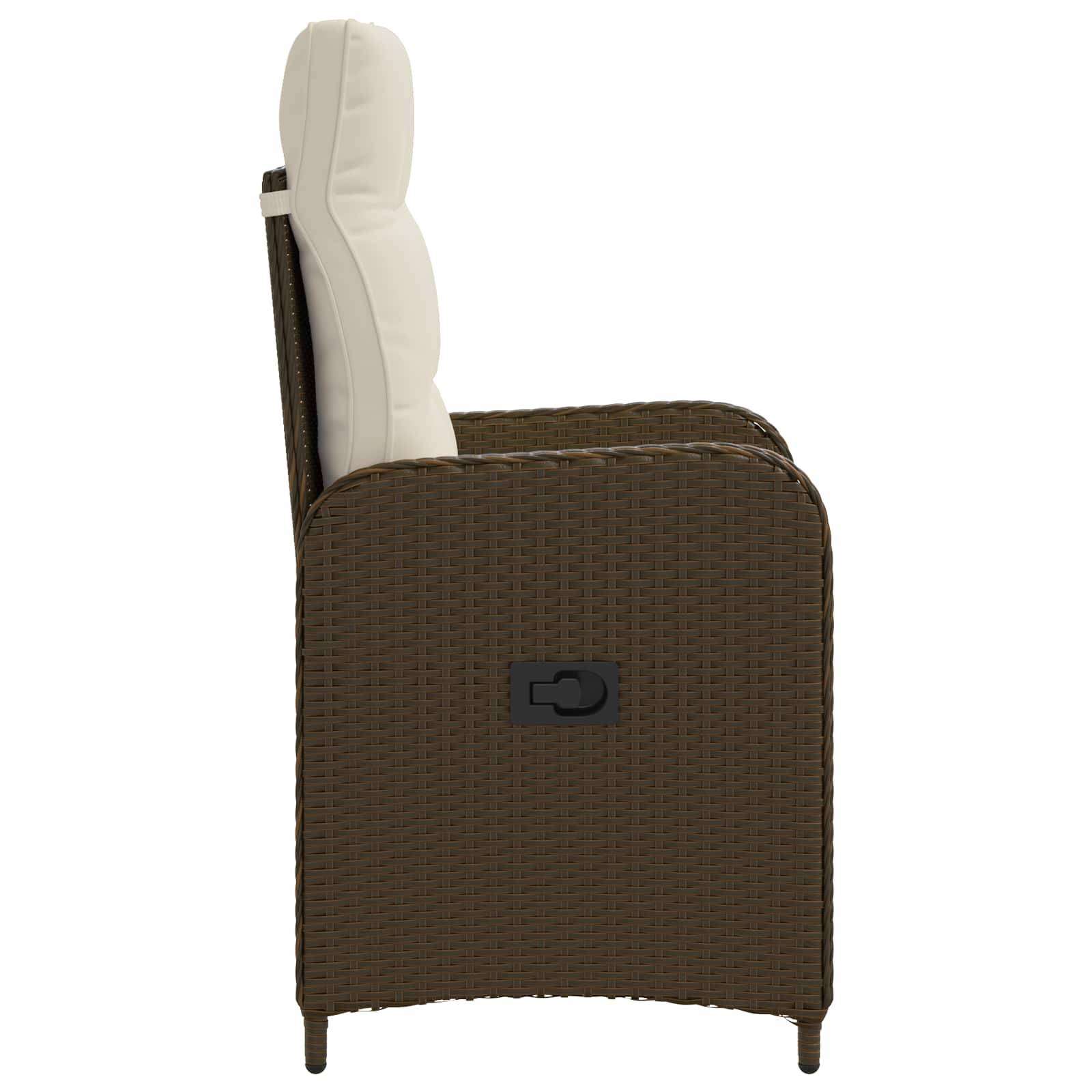 vidaXL Verstellbarer Gartenstuhl Braun und Creme Weiß 57 x 63 x 94 cm