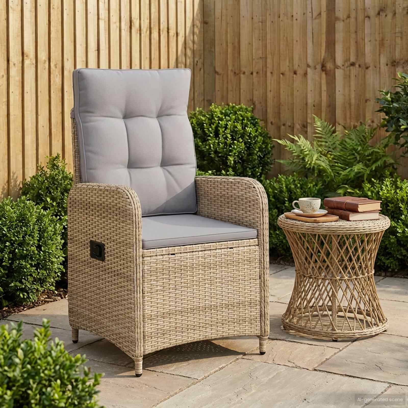vidaXL Verstellbarer Gartenstuhl Beige und Hellgrau 57 x 63 x 94 cm