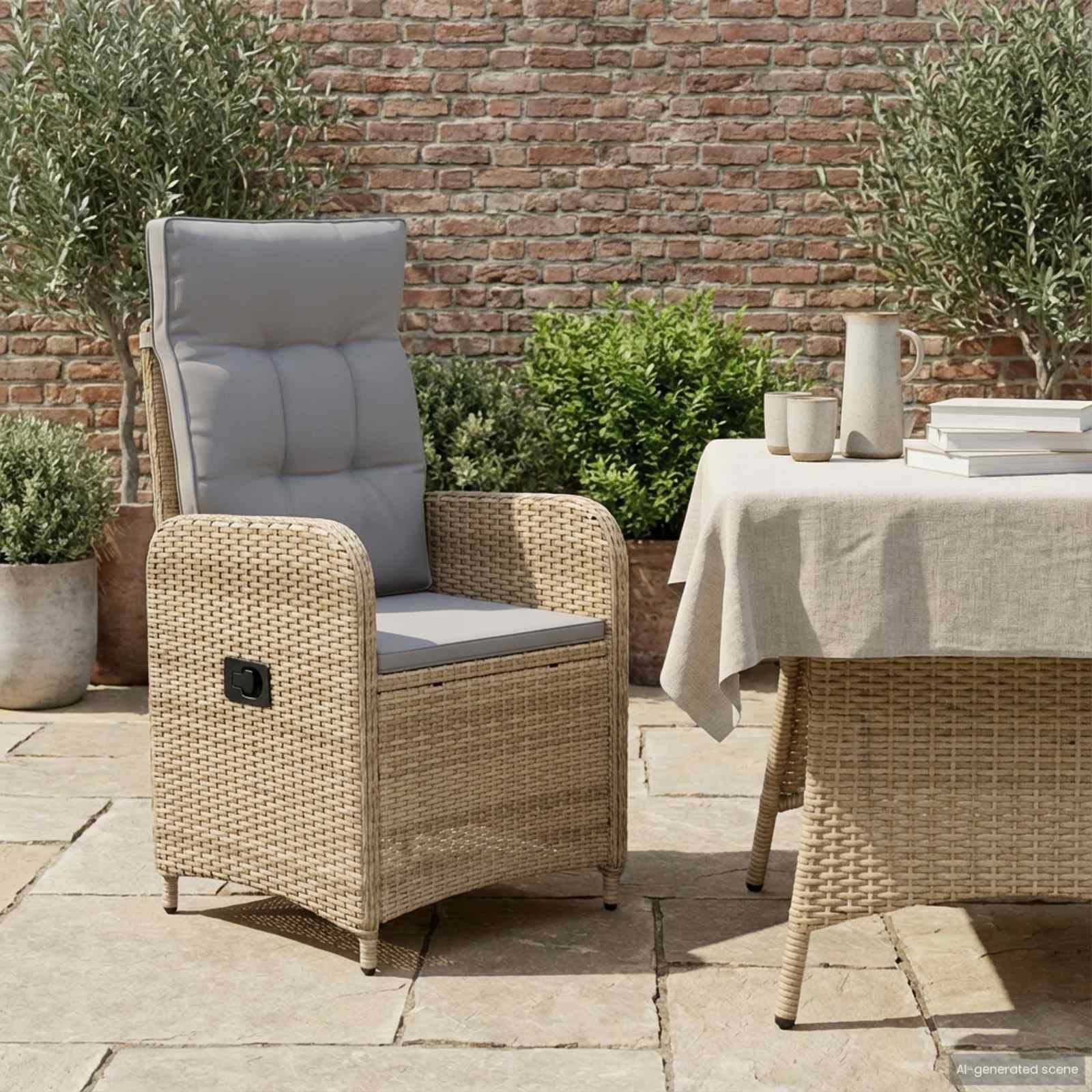 vidaXL Verstellbarer Gartenstuhl Beige und Hellgrau 57 x 63 x 94 cm