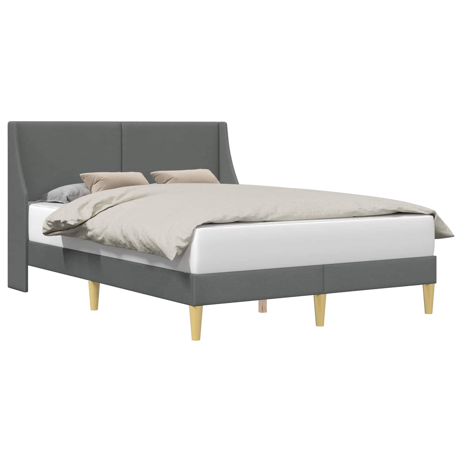vidaXL Bettrahmen mit Kopfteil Dunkelgrau 137 x 190 cm Stoff