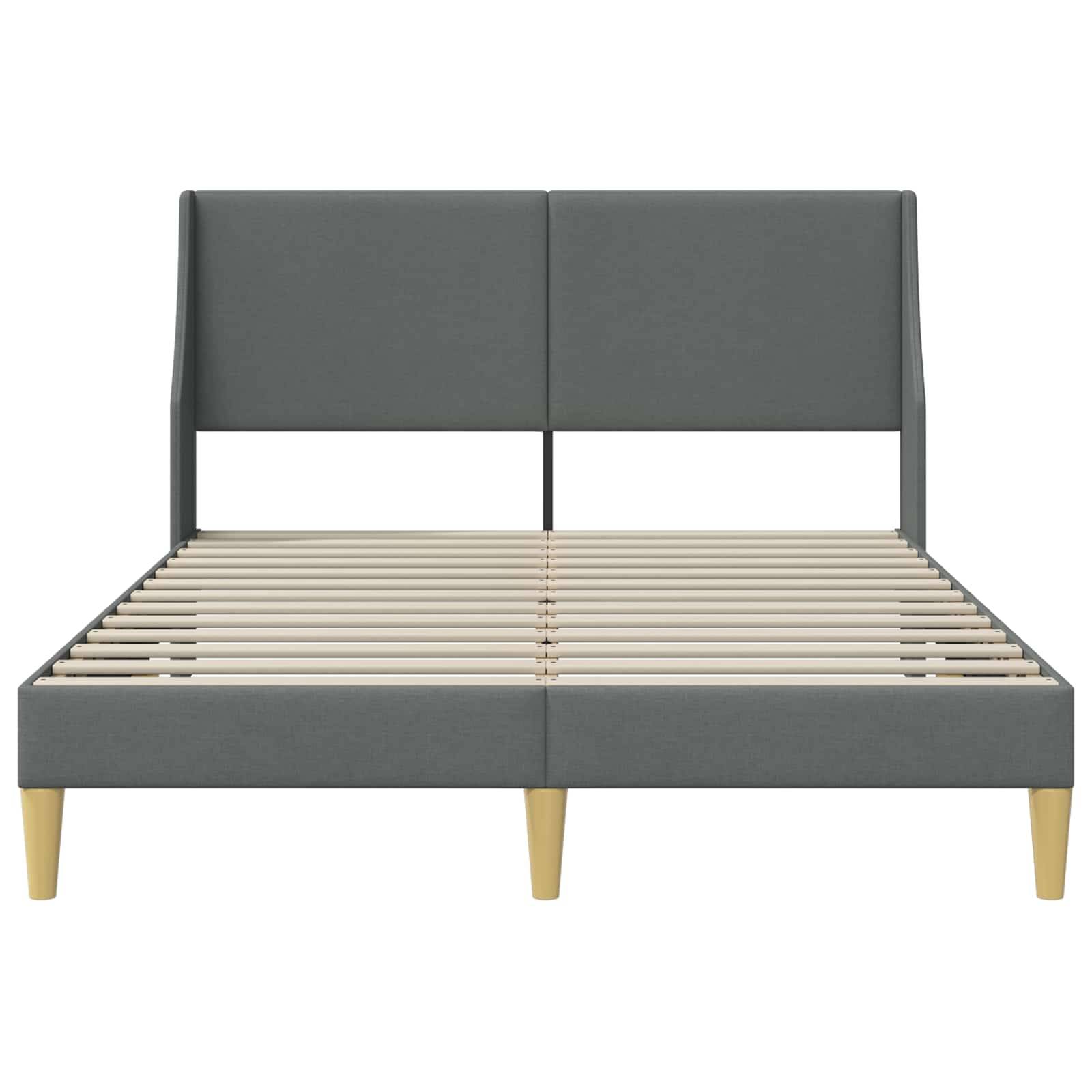 vidaXL Bettrahmen mit Kopfteil Dunkelgrau 137 x 190 cm Stoff