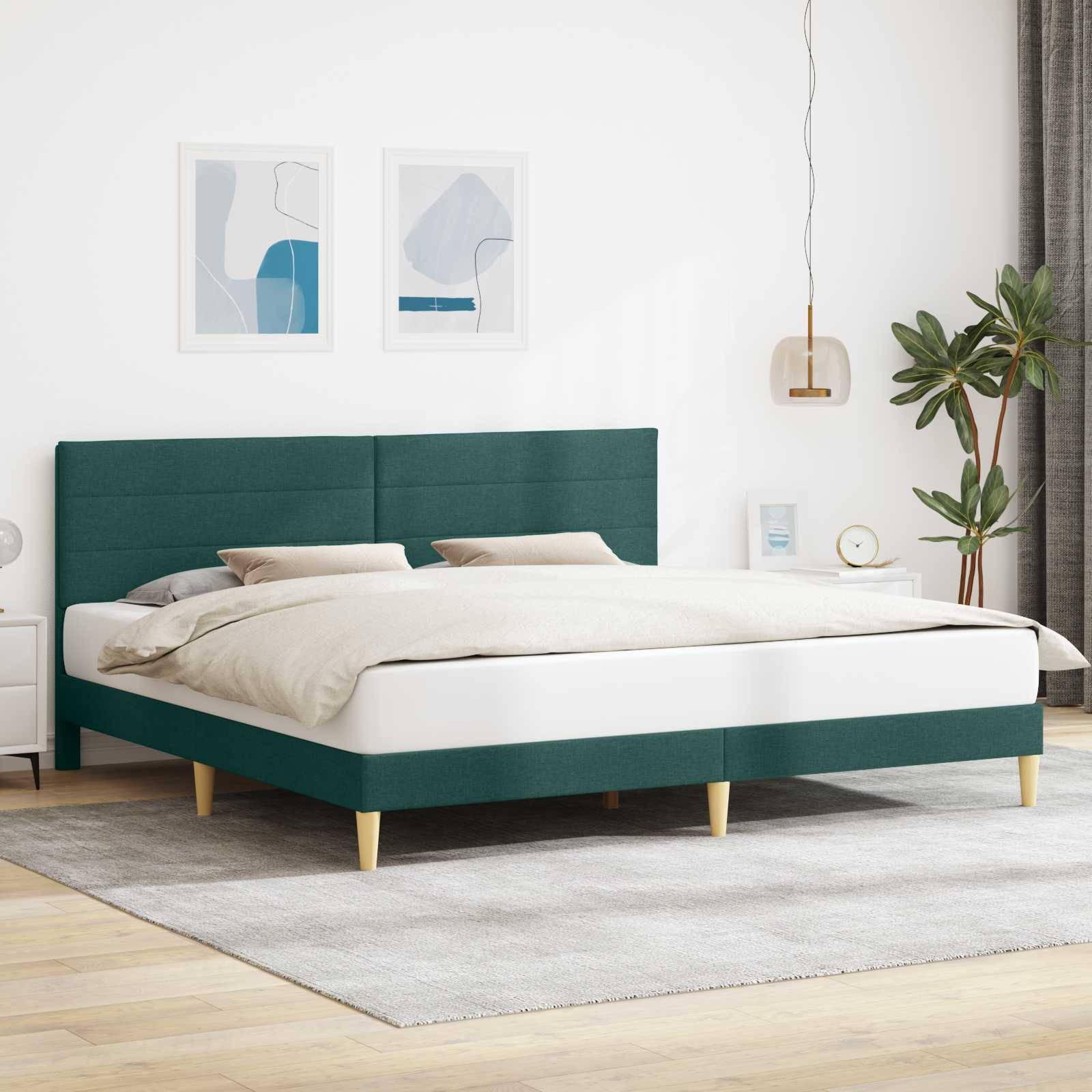 vidaXL Bettrahmen mit Kopfteil Dunkelgrün 180 x 200 cm Stoff