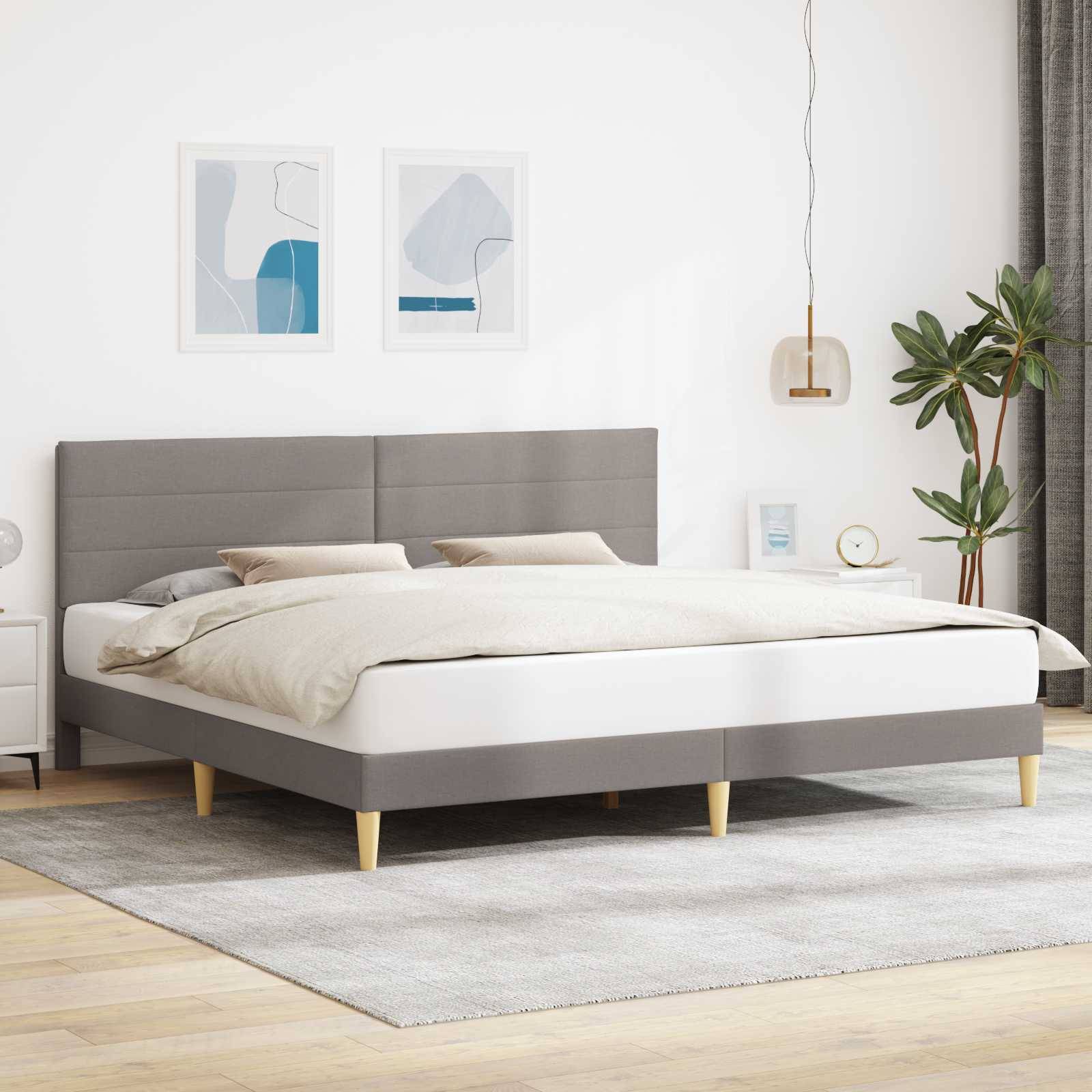 vidaXL Bettrahmen mit Kopfteil Taupe 180 x 200 cm Stoff