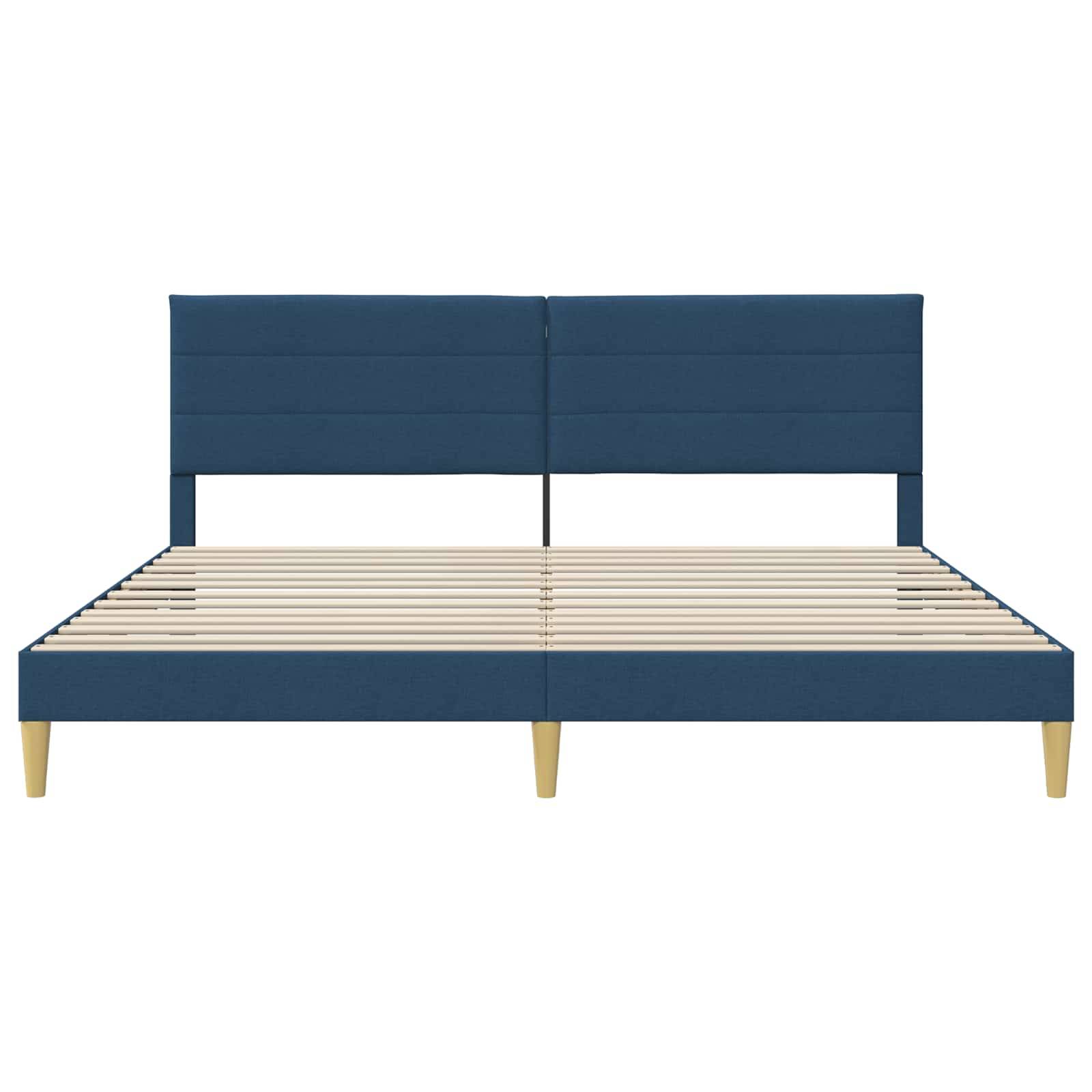 vidaXL Bettrahmen mit Kopfteil Blau 180 x 200 cm Stoff