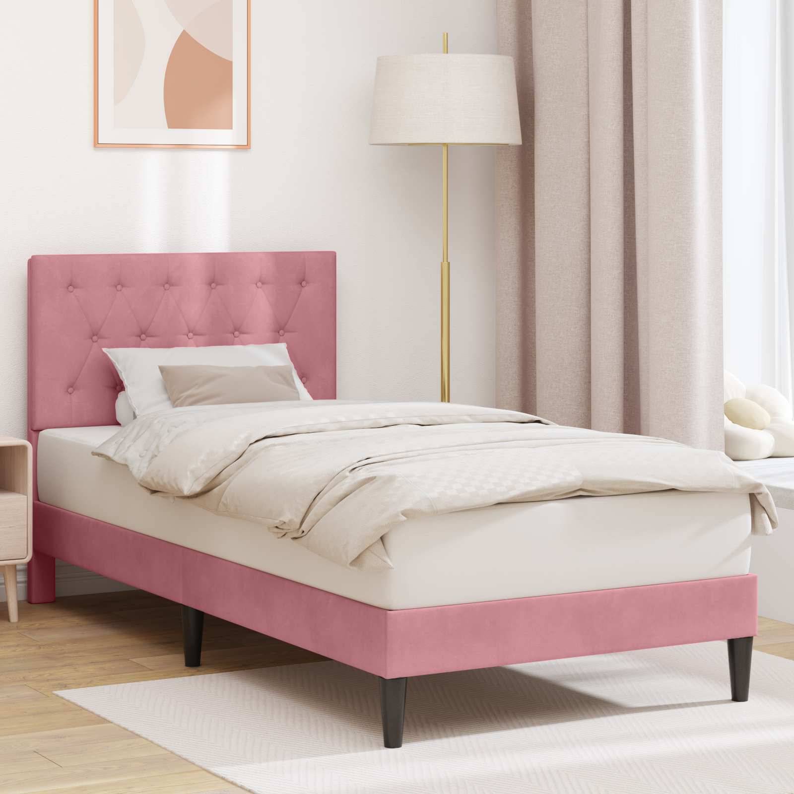 vidaXL Bettrahmen mit Kopfteil Rosa 80 x 200 cm Samt