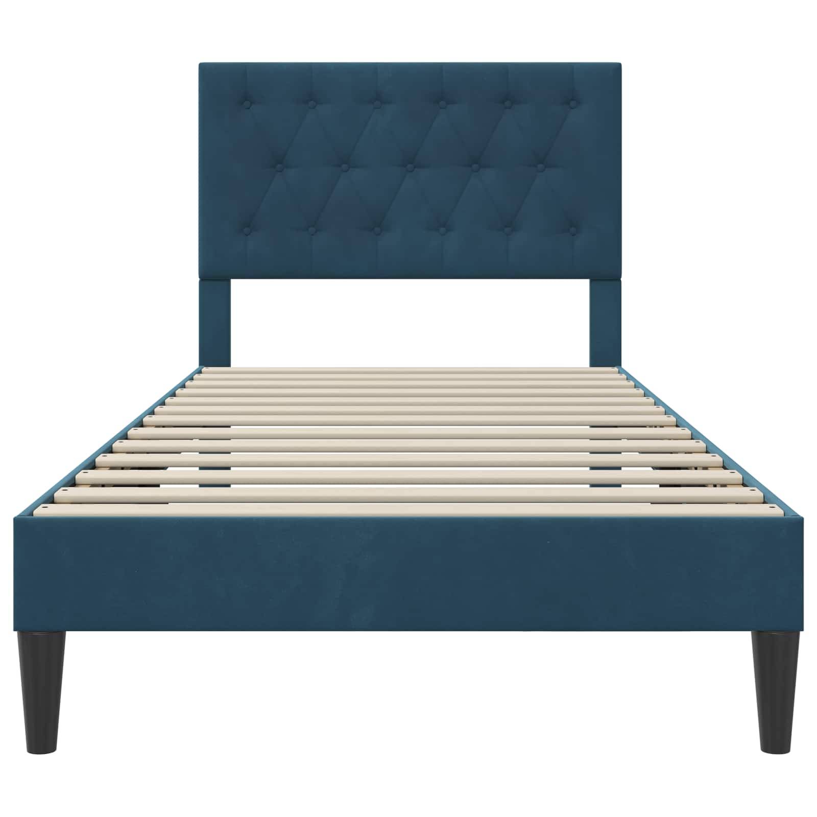 vidaXL Bettrahmen mit Kopfteil Blau 80 x 200 cm Samt
