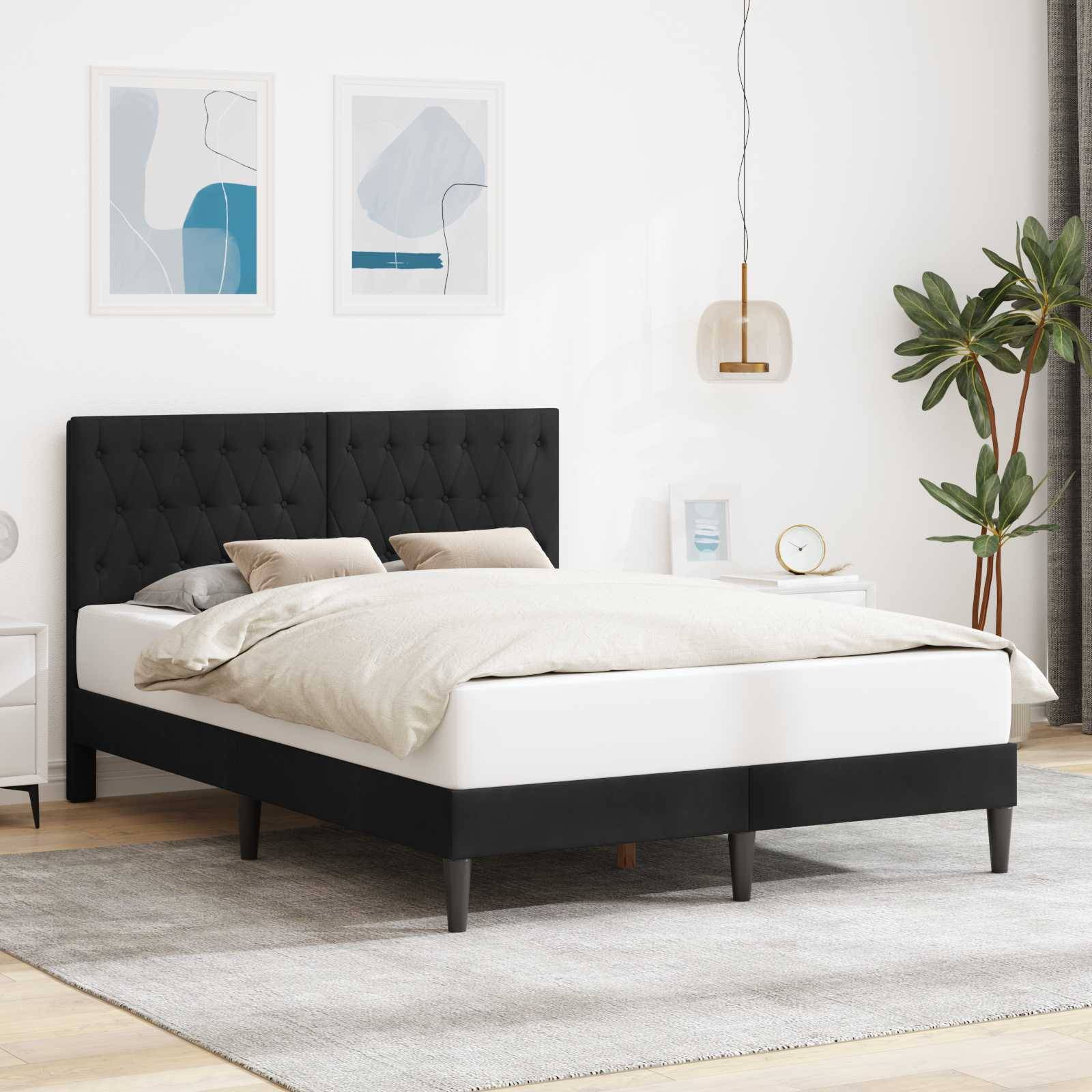 vidaXL Bettrahmen mit Kopfteil Schwarz 120 x 190 cm Samt