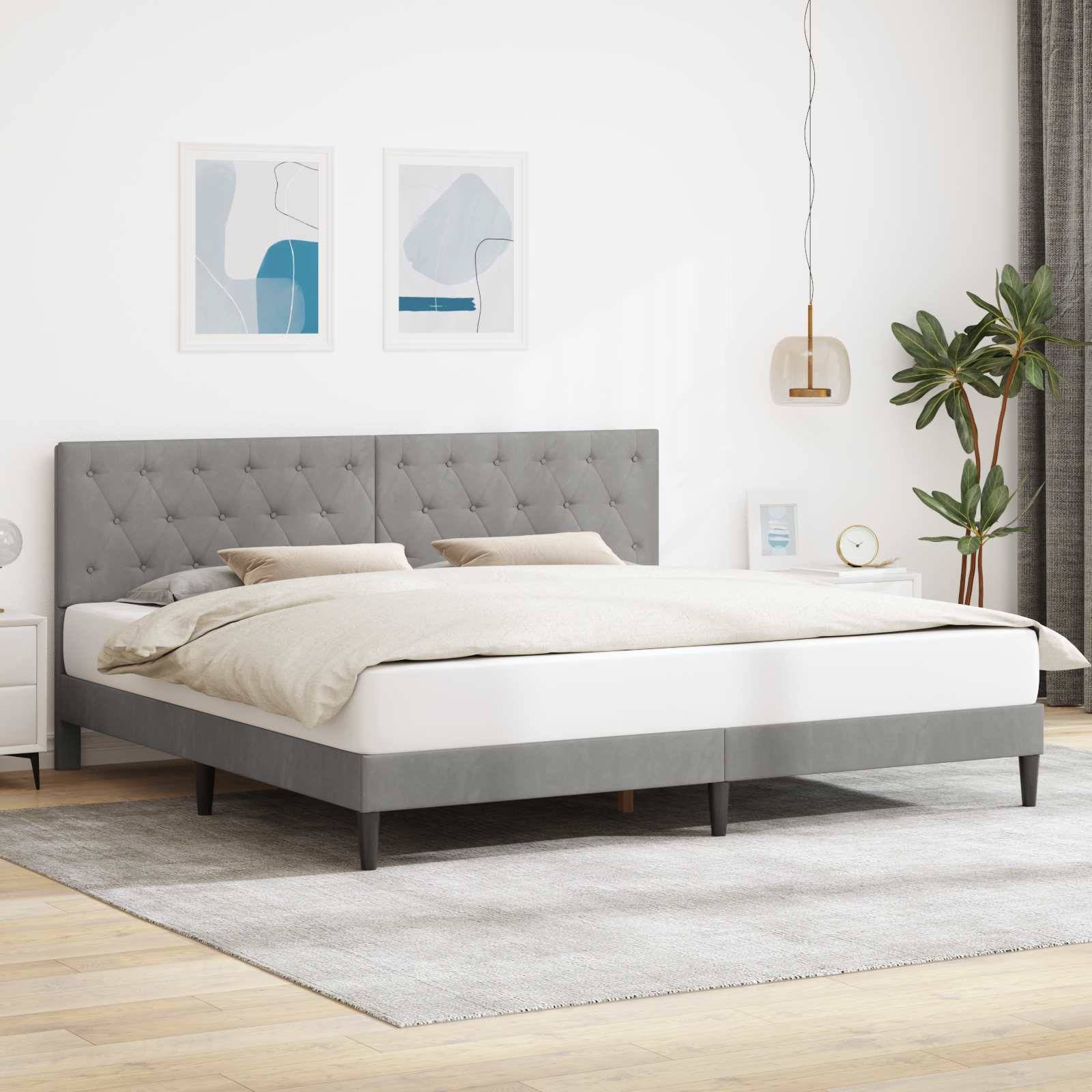 vidaXL Bettrahmen mit Kopfteil Hellgrau 180 x 200 cm Samt