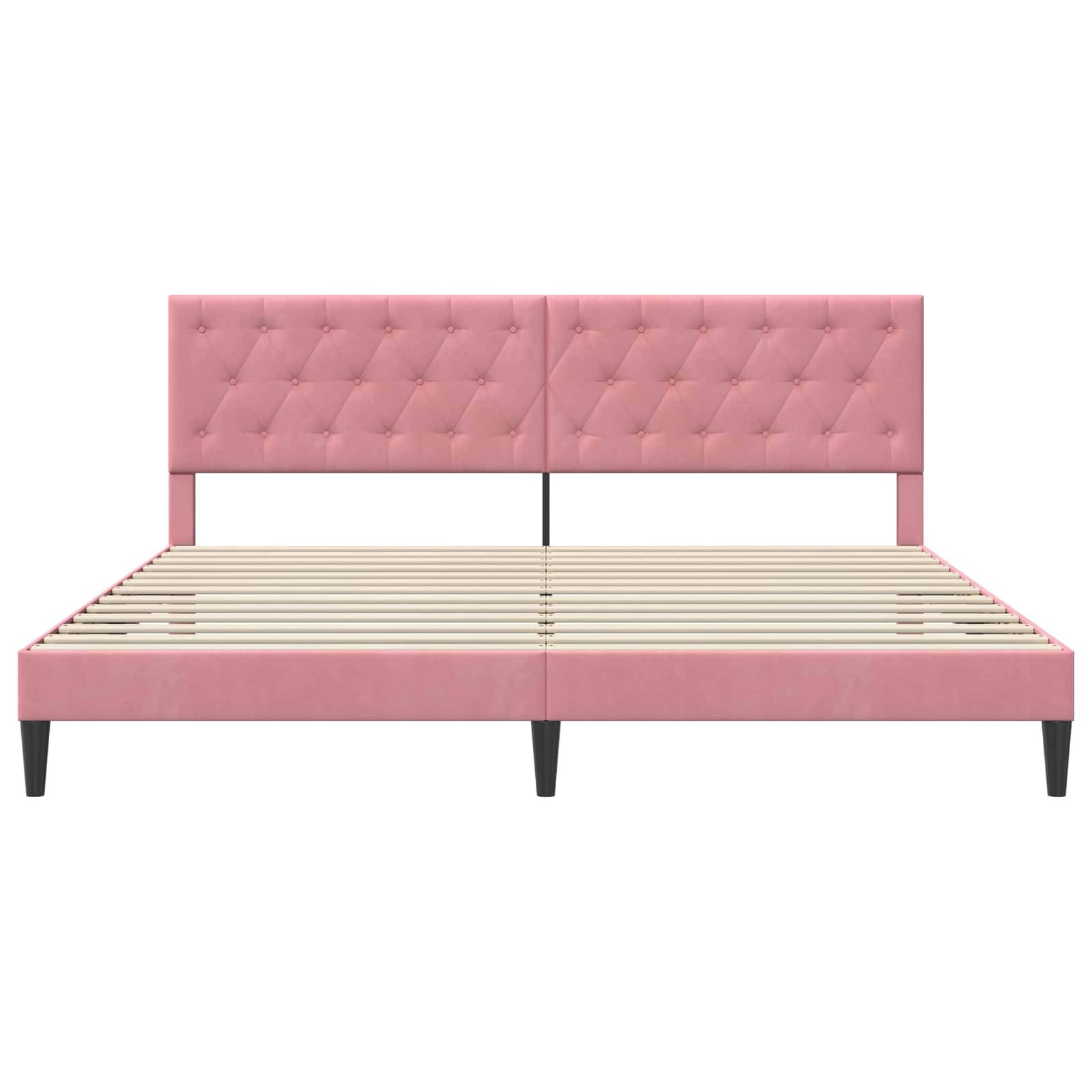 vidaXL Bettrahmen mit Kopfteil Rosa 180 x 200 cm Samt