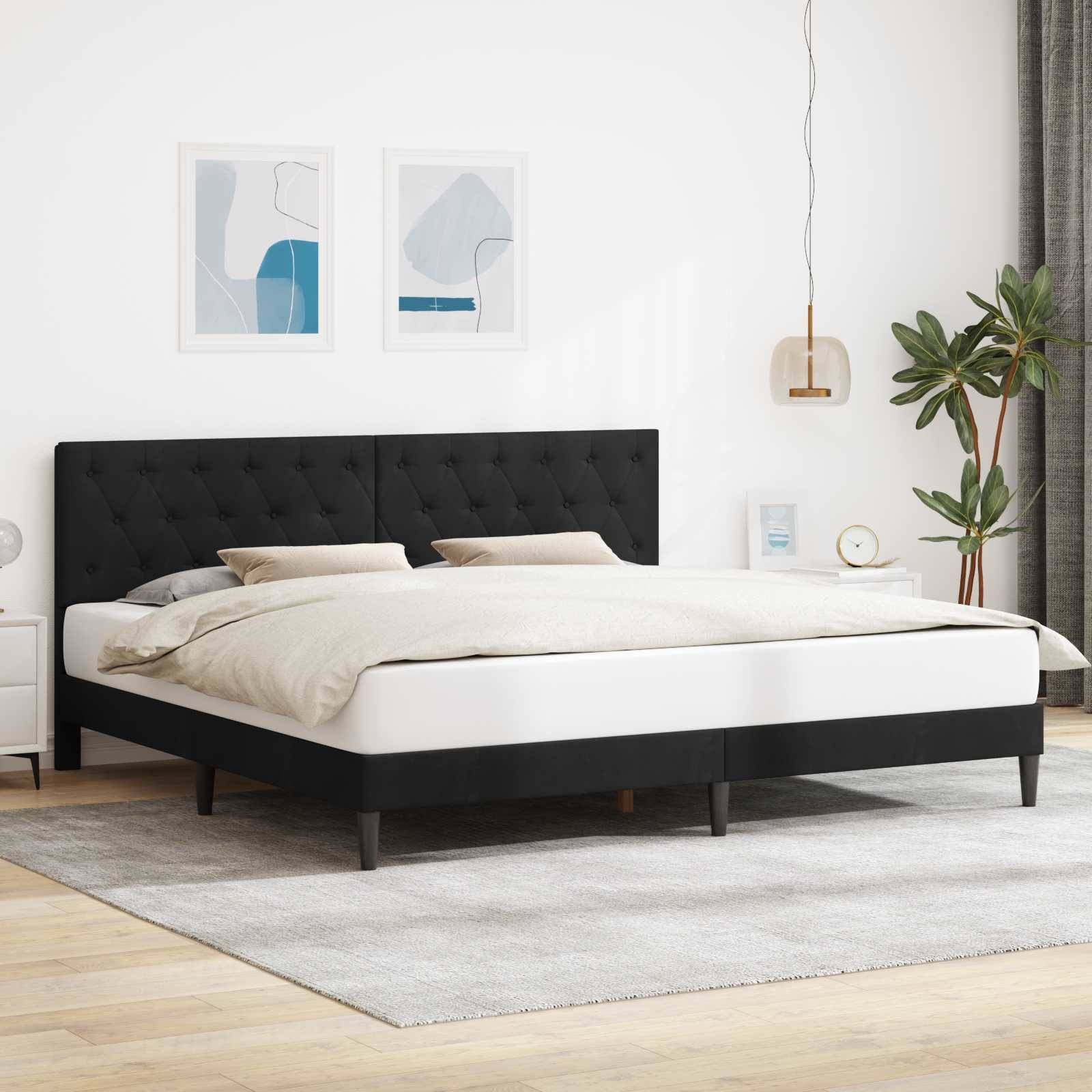 vidaXL Bettrahmen mit Kopfteil Schwarz 180 x 200 cm Samt