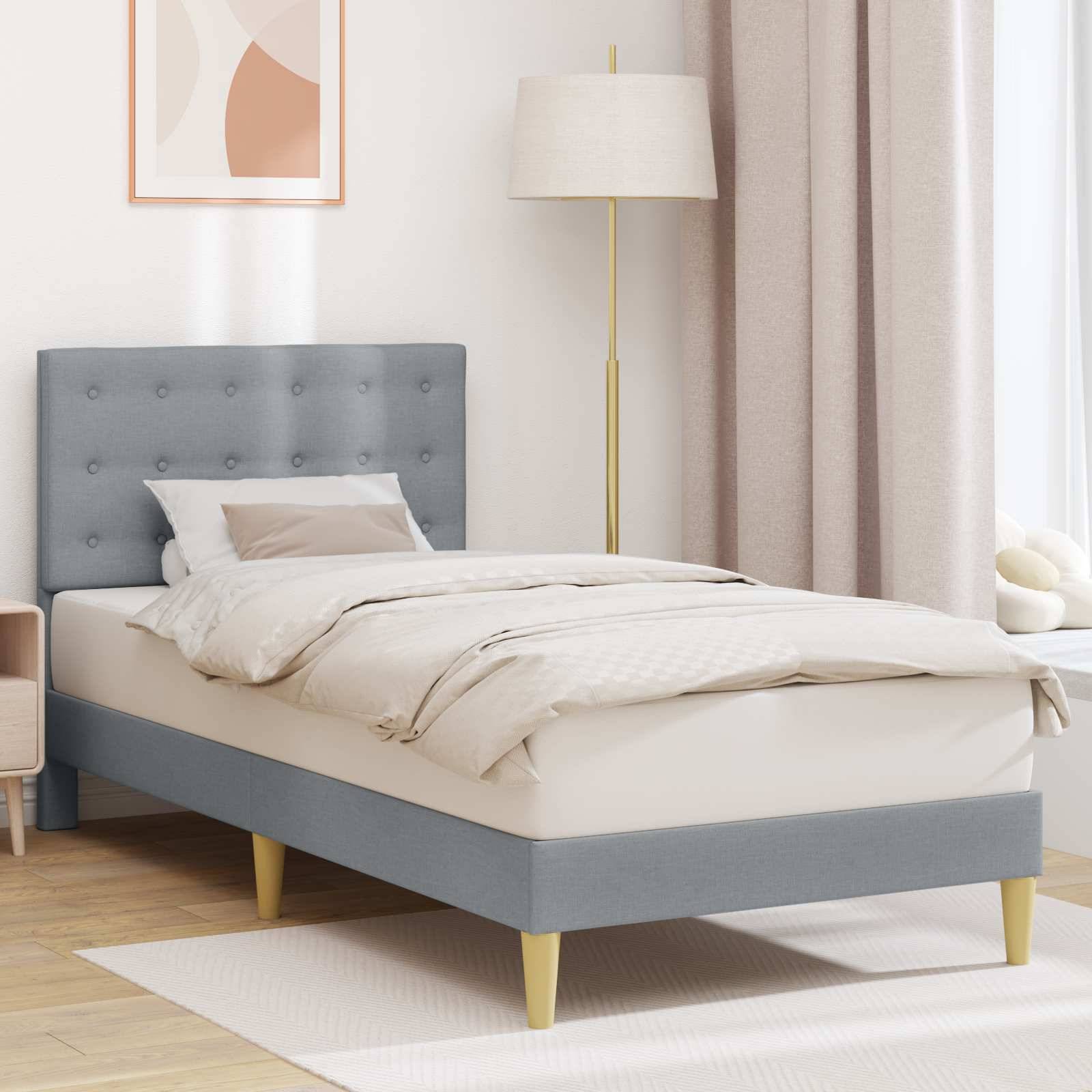 vidaXL Bettrahmen mit Kopfteil Hellgrau 80 x 200 cm Stoff