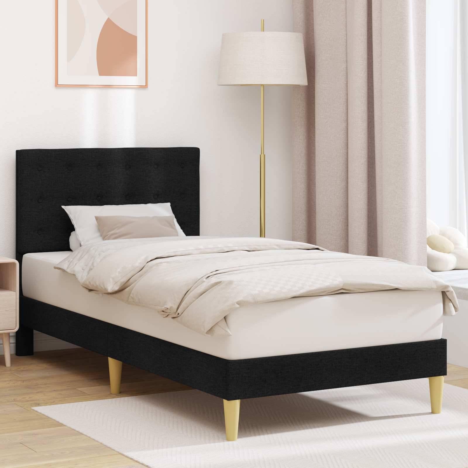 vidaXL Bettrahmen mit Kopfteil Schwarz 80 x 200 cm Stoff