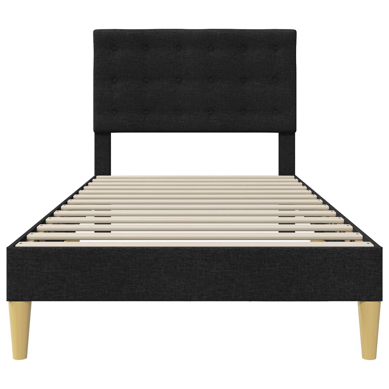 vidaXL Bettrahmen mit Kopfteil Schwarz 80 x 200 cm Stoff