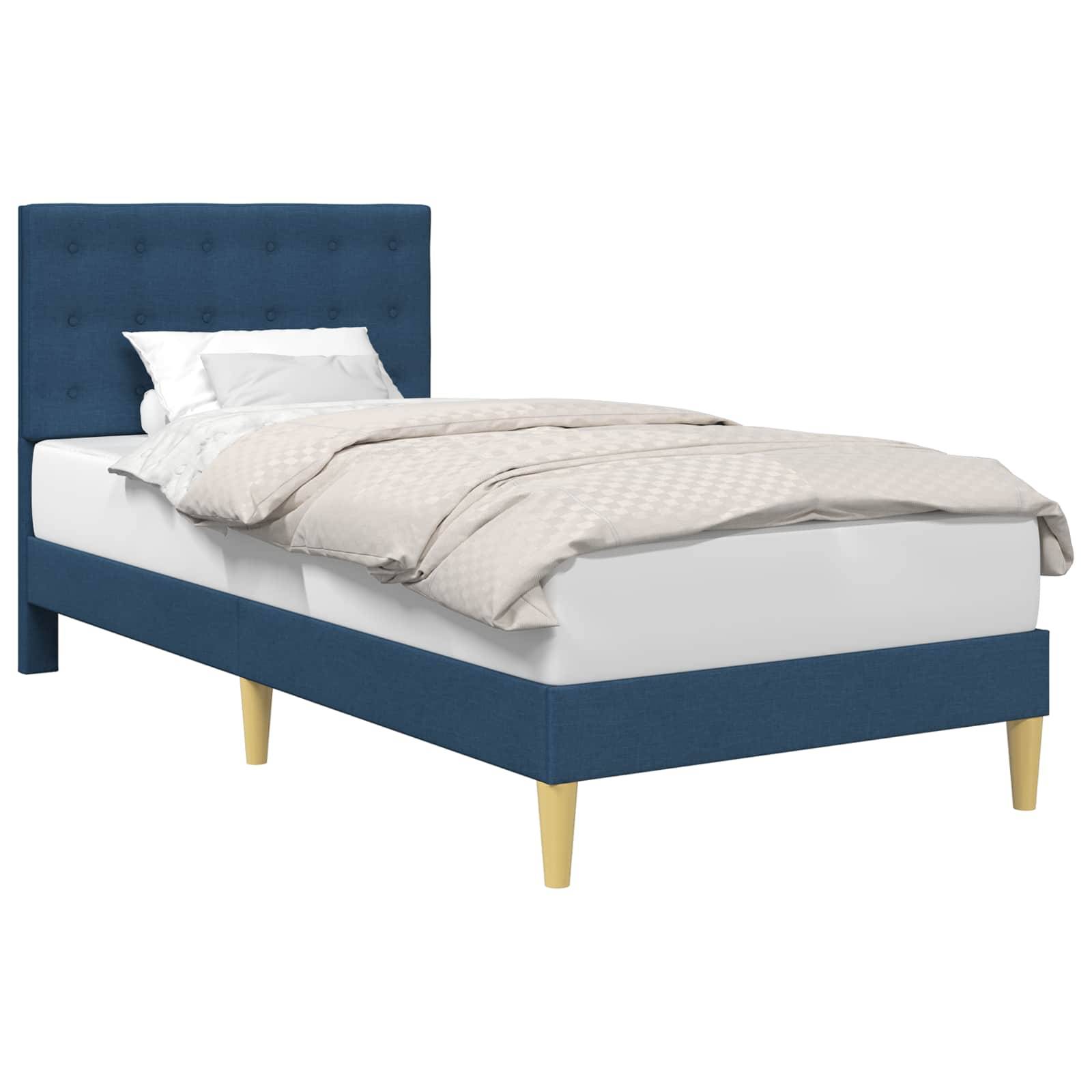 vidaXL Bettrahmen mit Kopfteil Blau 80 x 200 cm Stoff