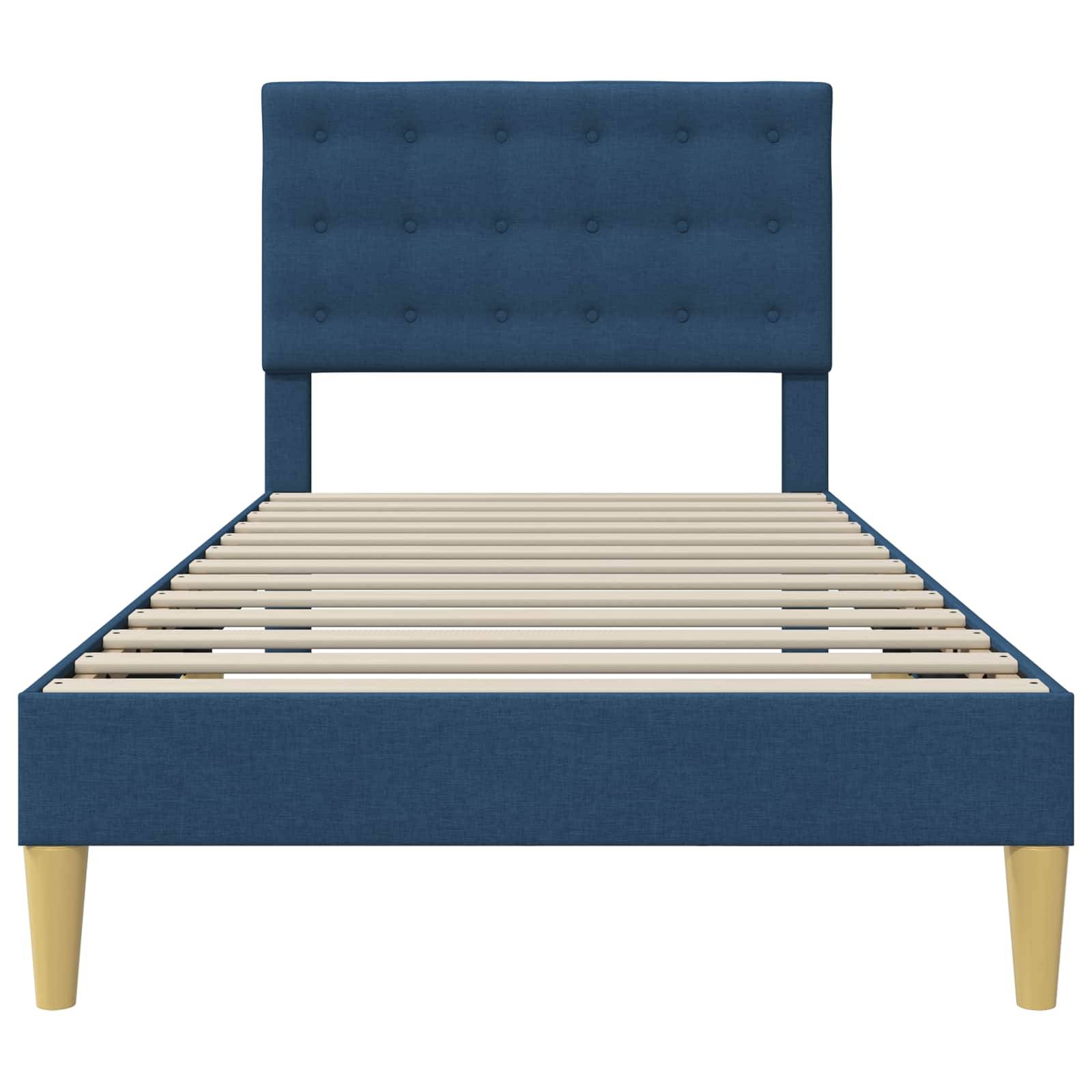vidaXL Bettrahmen mit Kopfteil Blau 80 x 200 cm Stoff