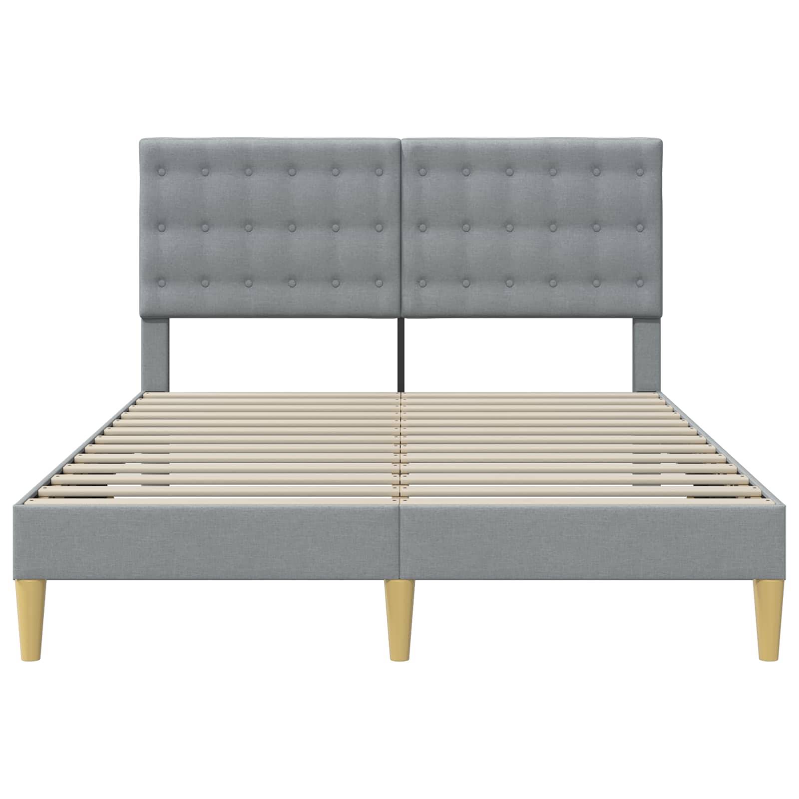 vidaXL Bettrahmen mit Kopfteil Hellgrau 120 x 190 cm Stoff