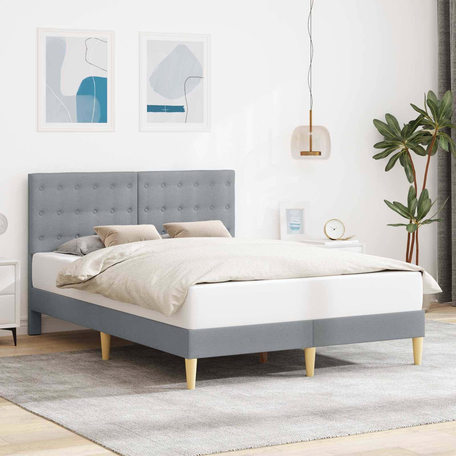 vidaXL Bettrahmen mit Kopfteil Hellgrau 120 x 190 cm Stoff