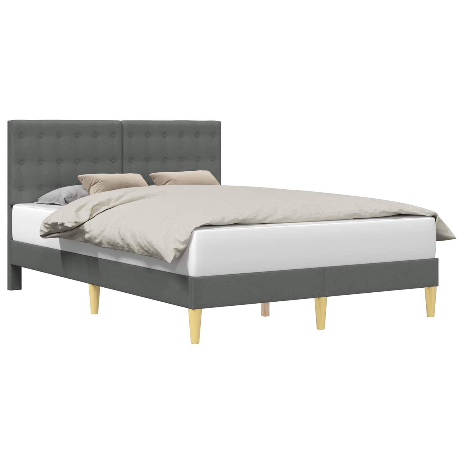vidaXL Bettrahmen mit Kopfteil Dunkelgrau 120 x 190 cm Stoff