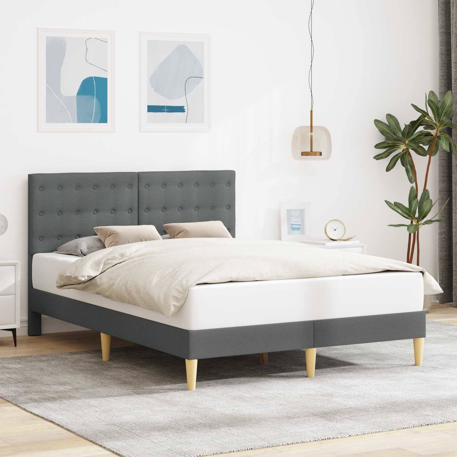 vidaXL Bettrahmen mit Kopfteil Dunkelgrau 120 x 190 cm Stoff