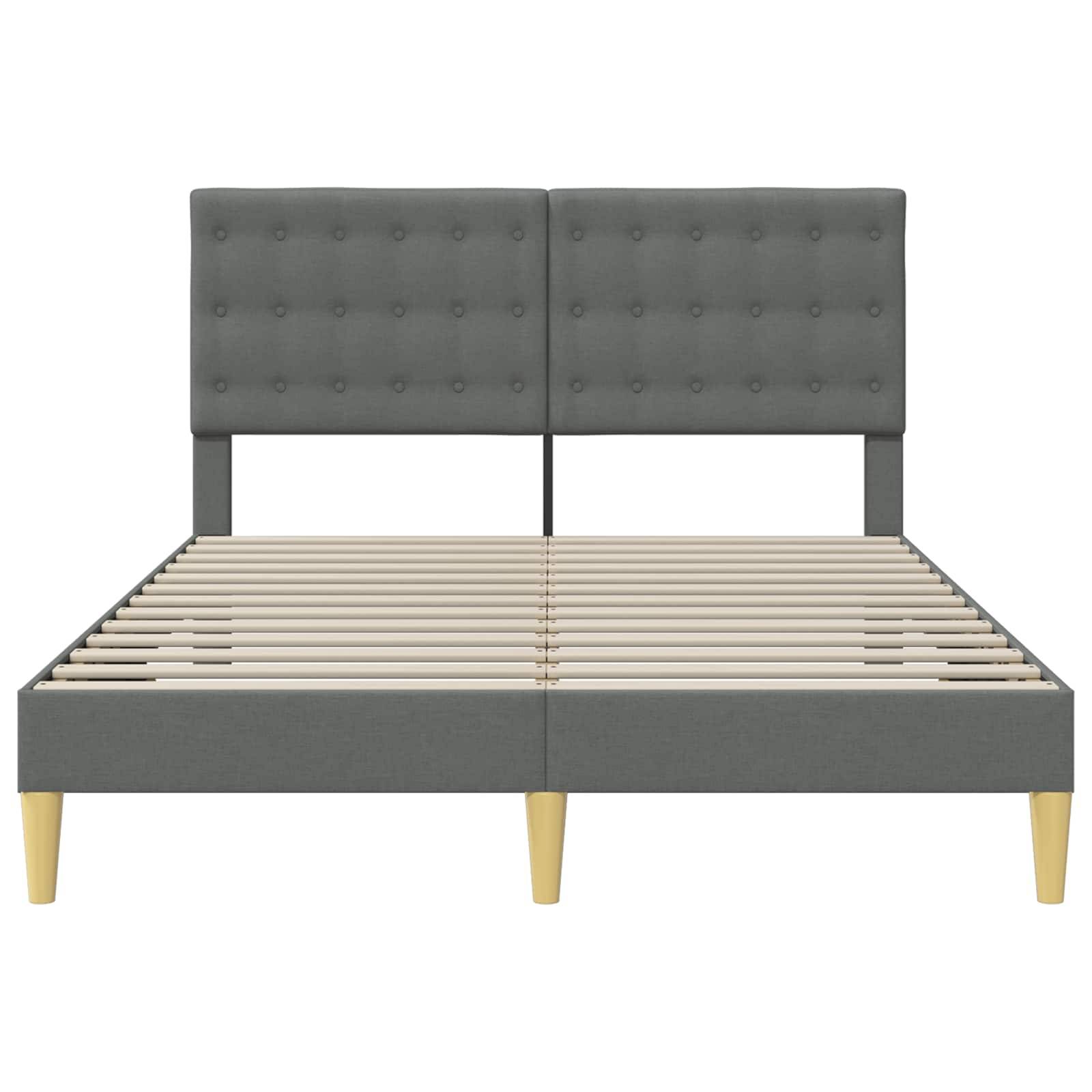 vidaXL Bettrahmen mit Kopfteil Dunkelgrau 120 x 190 cm Stoff