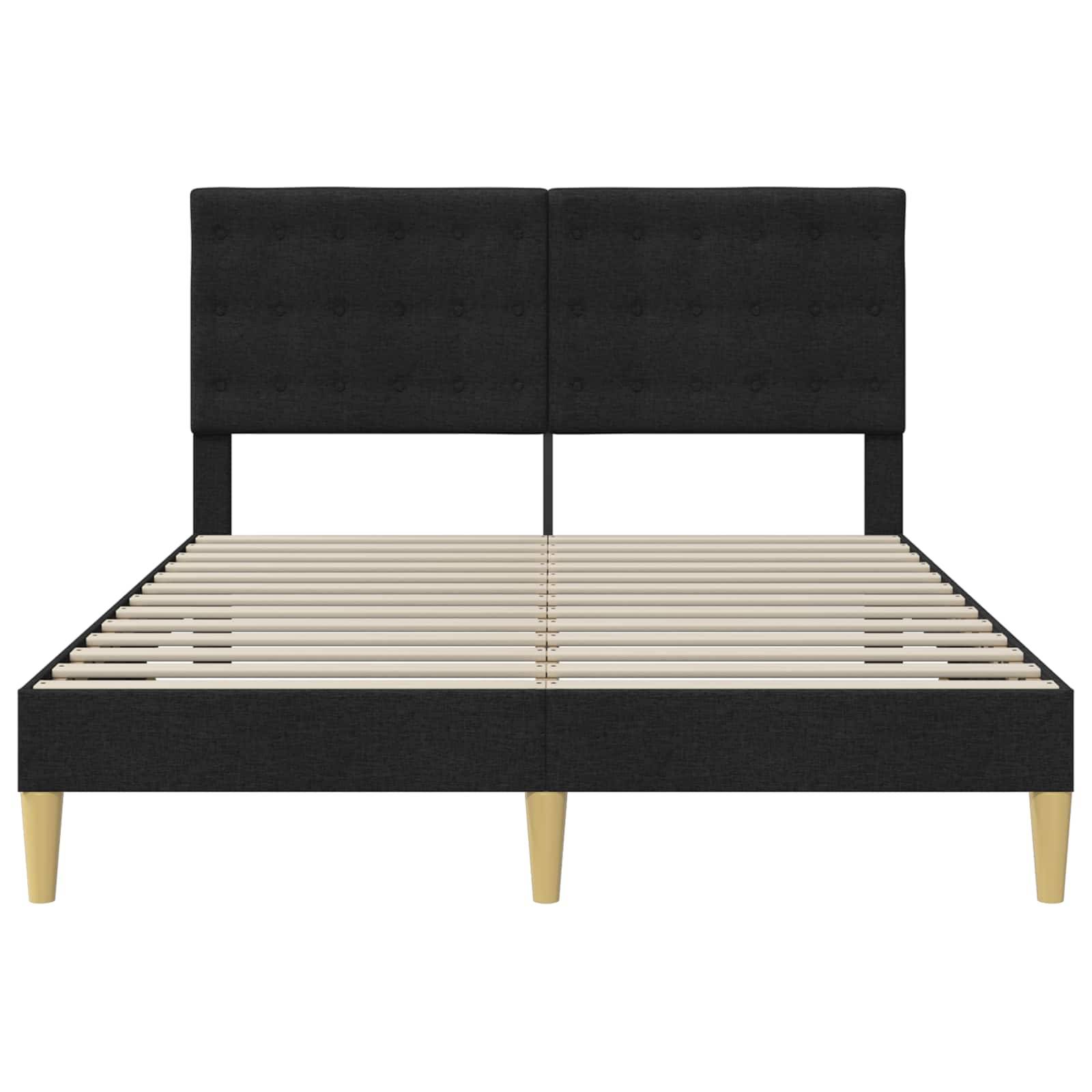 vidaXL Bettrahmen mit Kopfteil Schwarz 120 x 190 cm Stoff