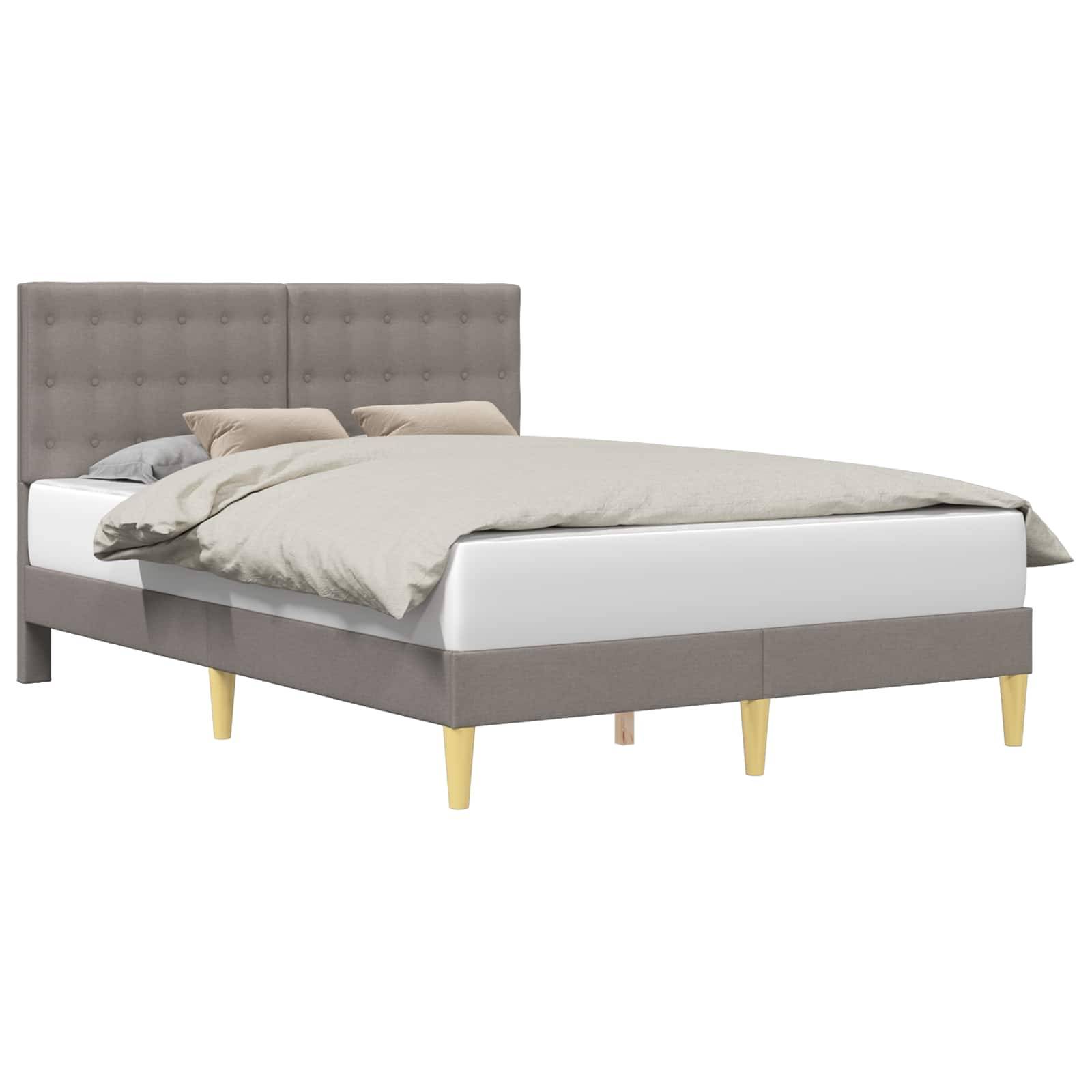vidaXL Bettrahmen mit Kopfteil Taupe 120 x 190 cm Stoff