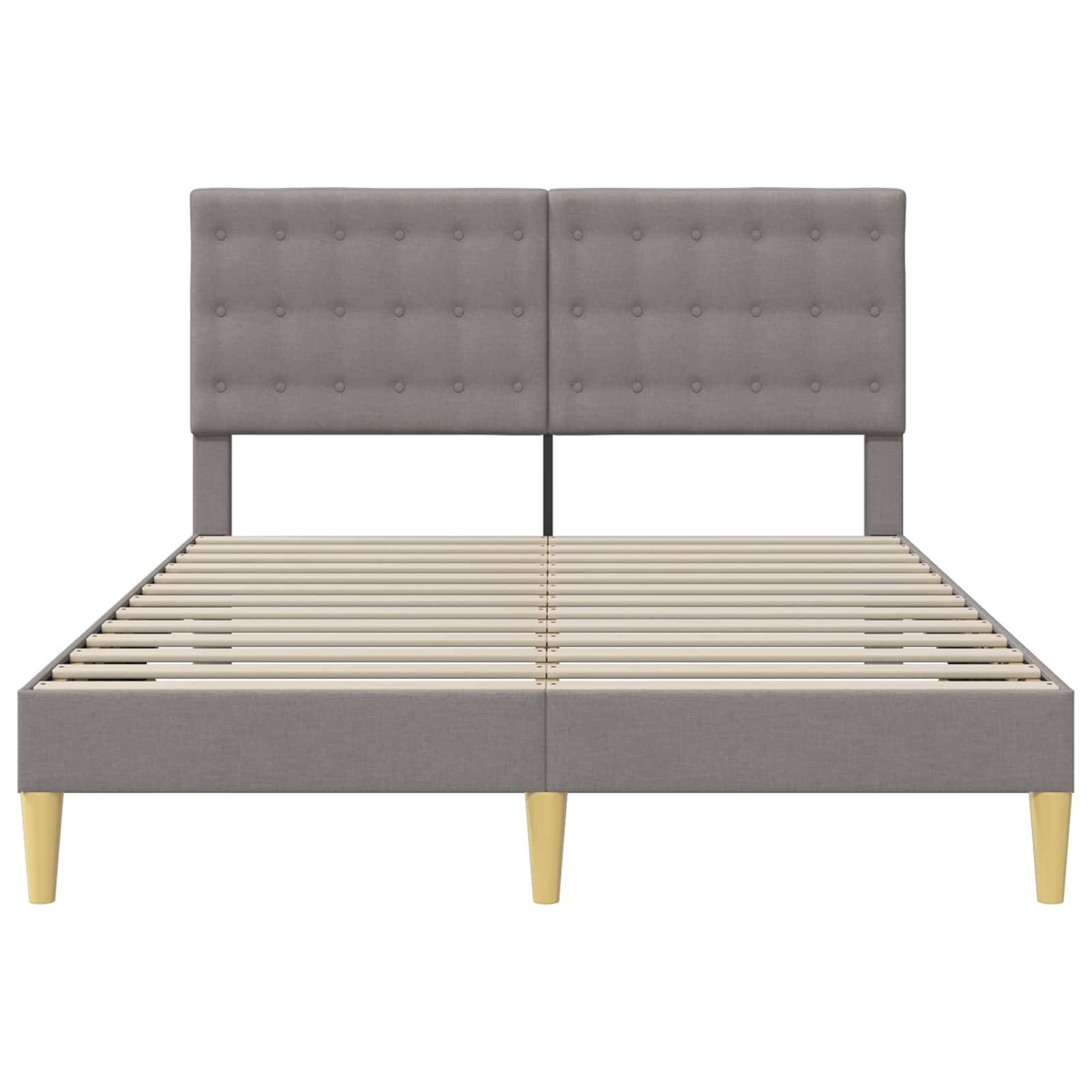vidaXL Bettrahmen mit Kopfteil Taupe 120 x 190 cm Stoff