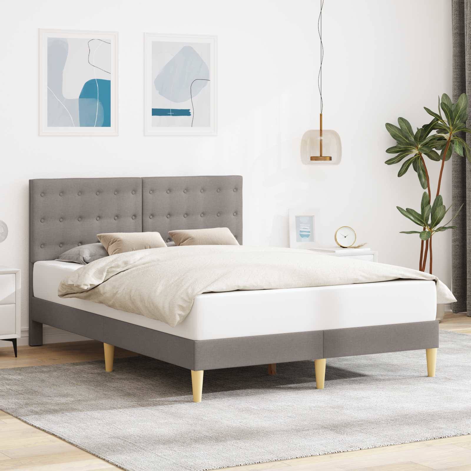 vidaXL Bettrahmen mit Kopfteil Taupe 120 x 190 cm Stoff
