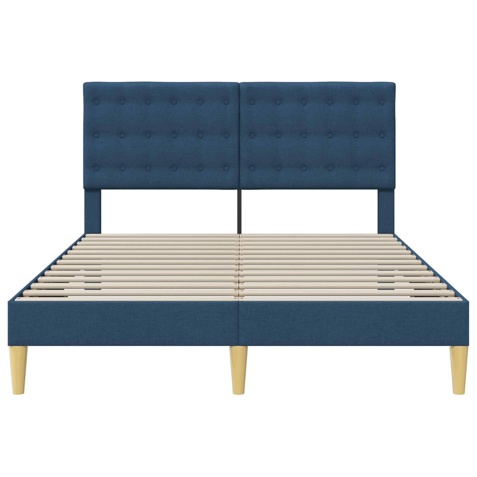 vidaXL Bettrahmen mit Kopfteil Blau 120 x 190 cm Stoff