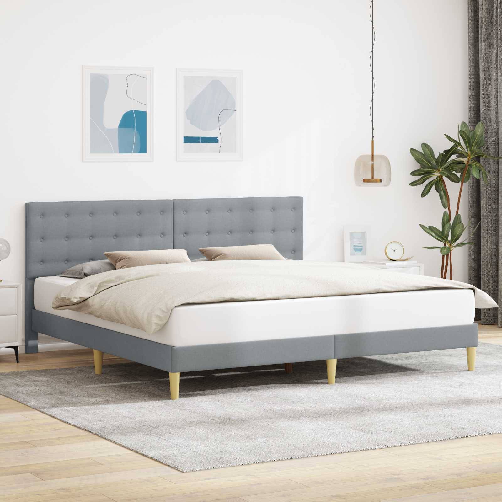 vidaXL Bettrahmen mit Kopfteil Hellgrau 180 x 200 cm Stoff