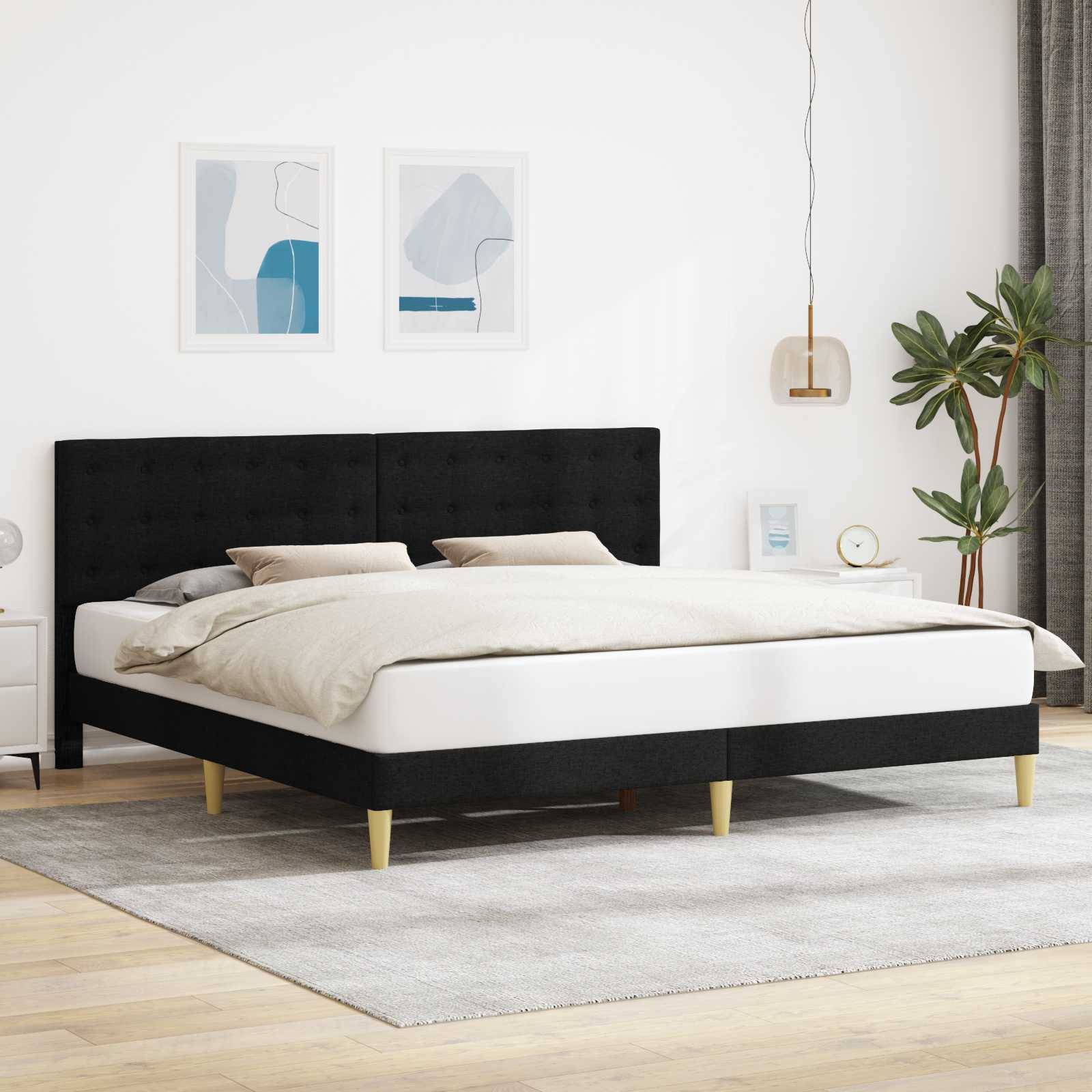 vidaXL Bettrahmen mit Kopfteil Schwarz 180 x 200 cm Stoff