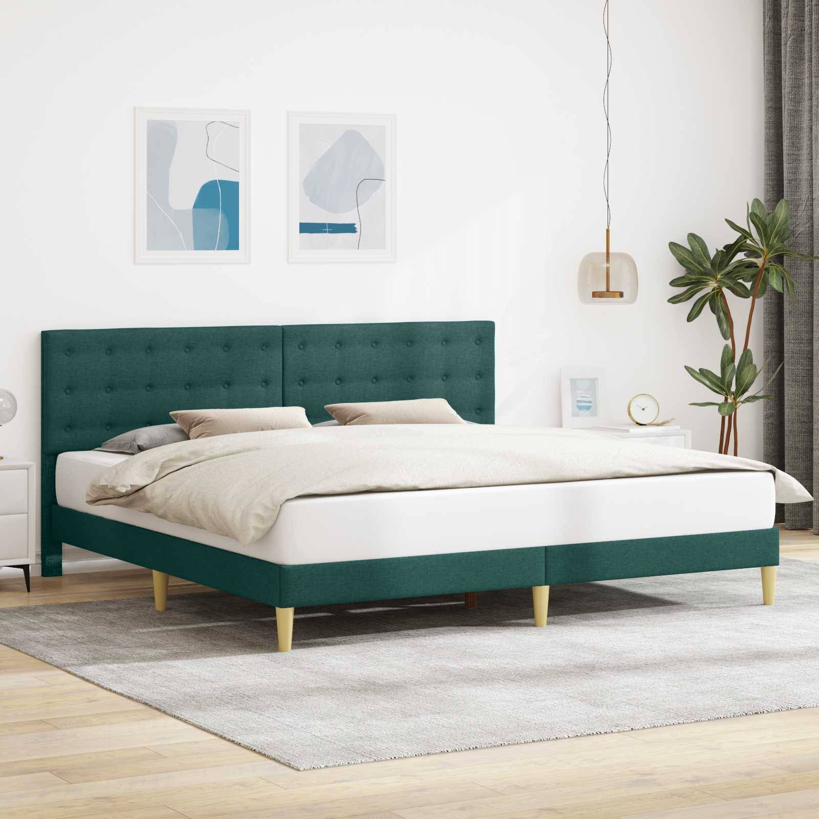 vidaXL Bettrahmen mit Kopfteil Dunkelgrün 180 x 200 cm Stoff