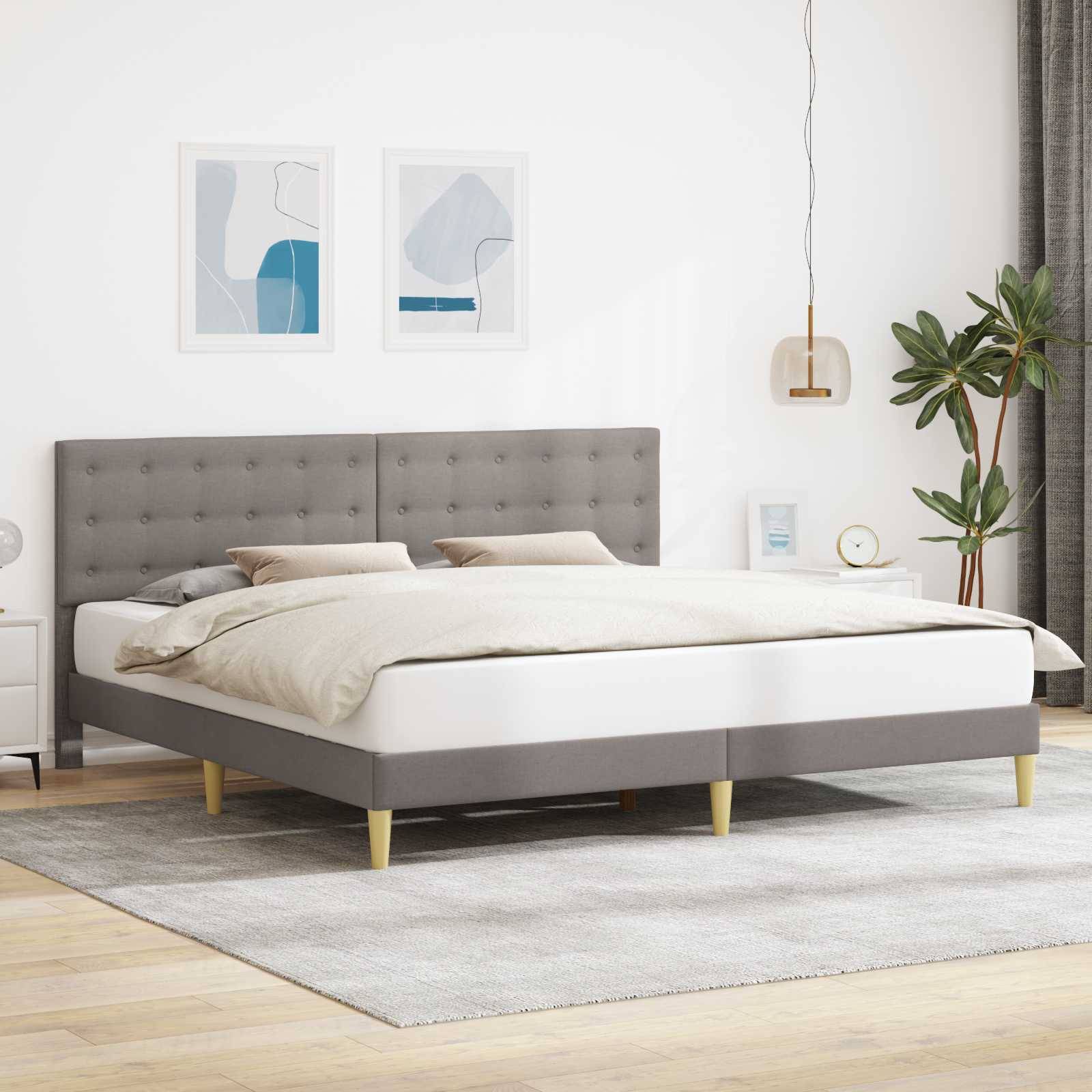 vidaXL Bettrahmen mit Kopfteil Taupe 180 x 200 cm Stoff