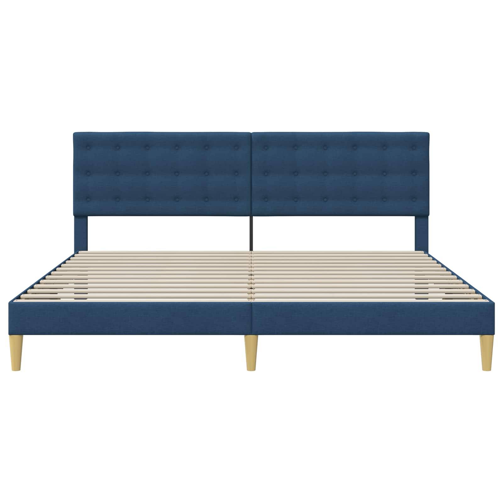 vidaXL Bettrahmen mit Kopfteil Blau 180 x 200 cm Stoff