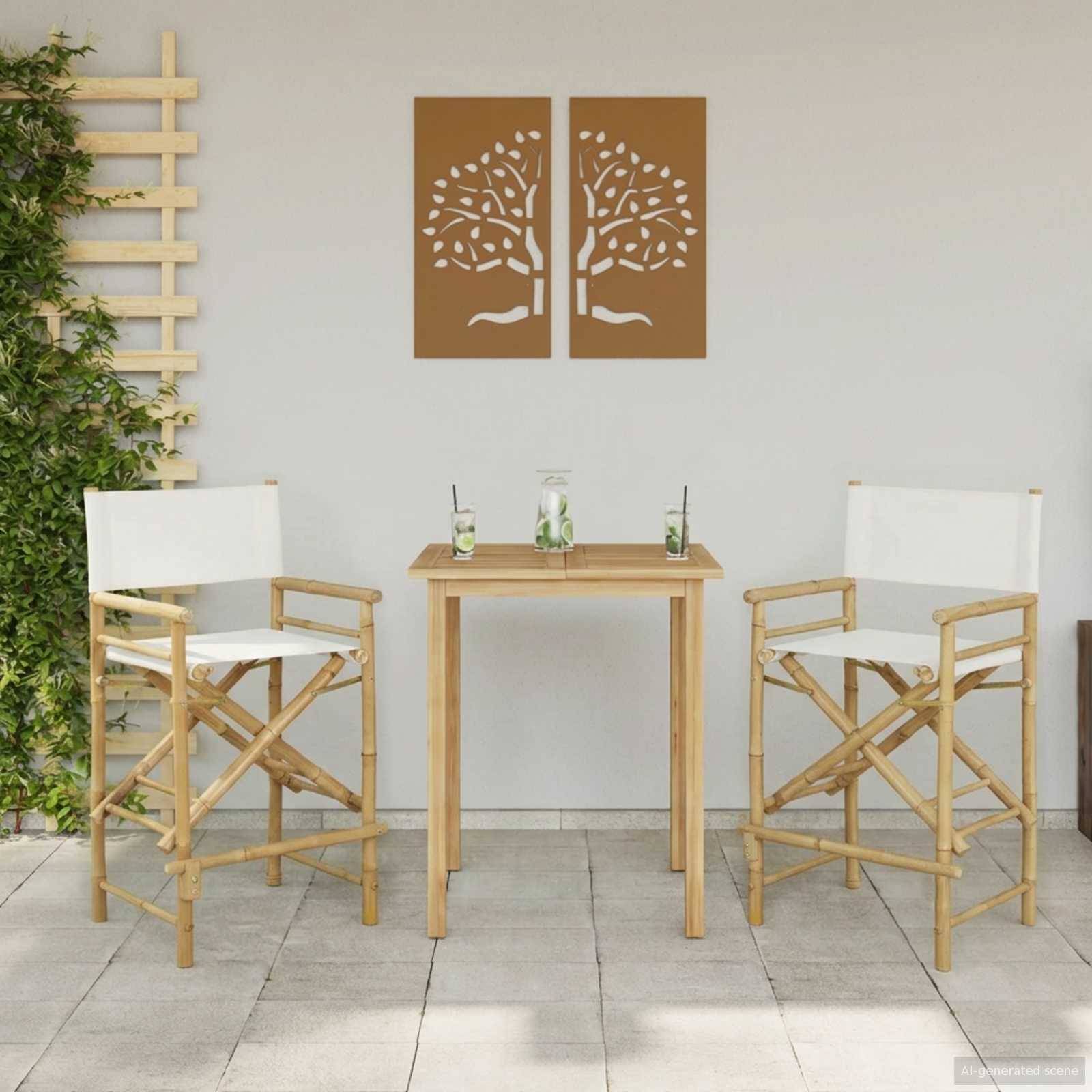 vidaXL Klappstuhl für Regisseure 2 pcs Natur 58 x 48 x 115 cm Bambus